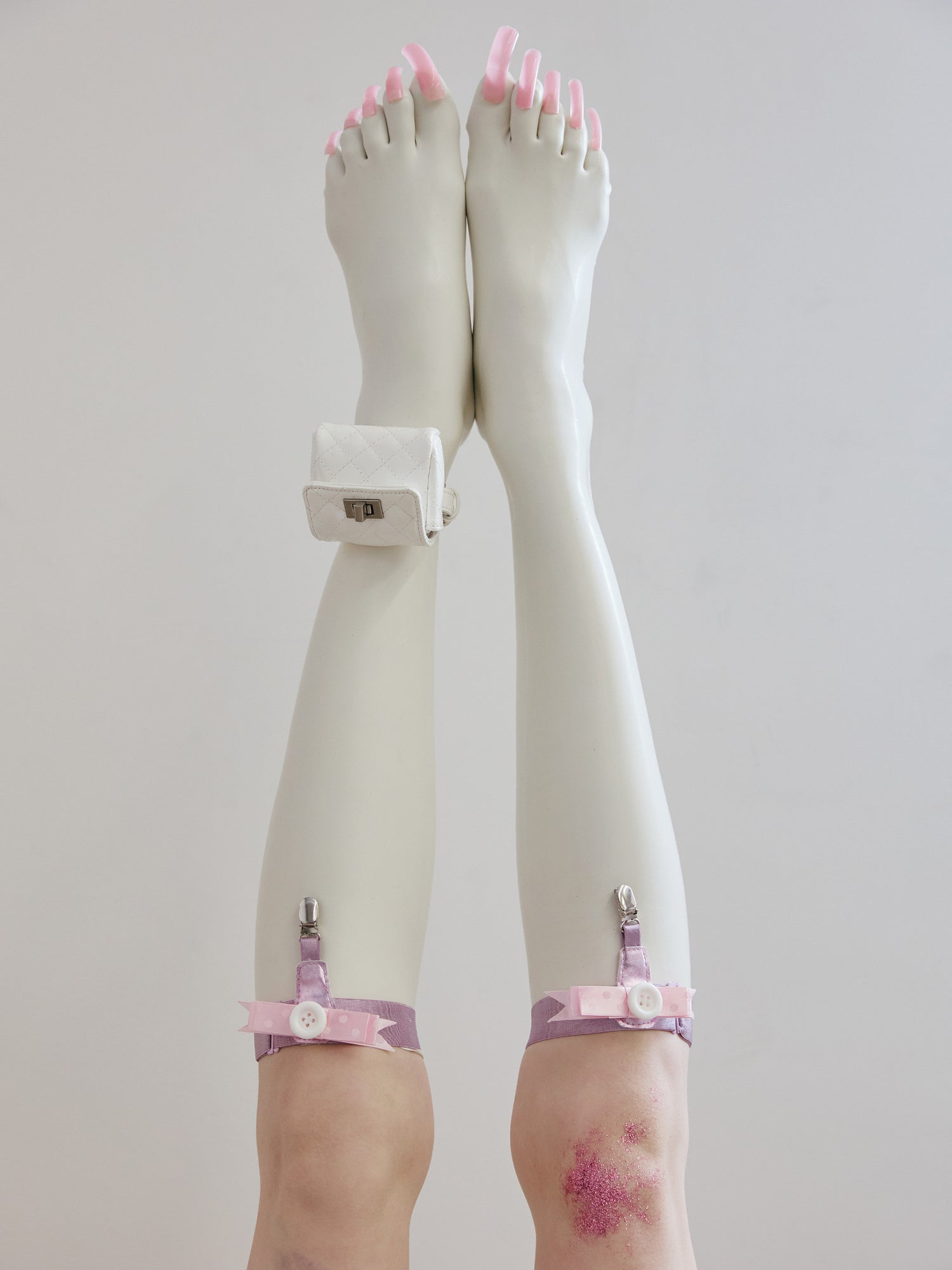 Belle Ribbon Garter Metallic Pink