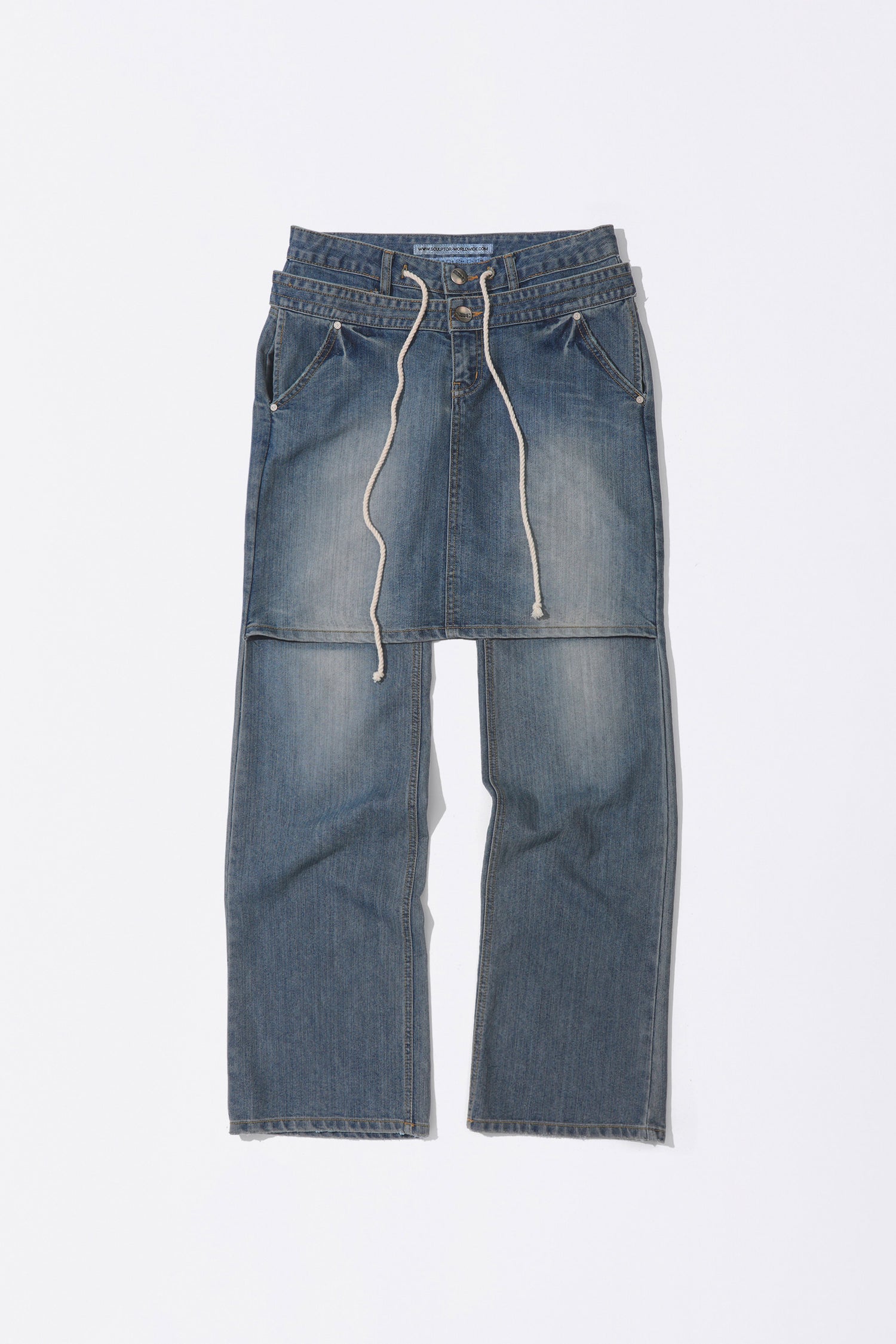Apron Layered Denim Mid Blue