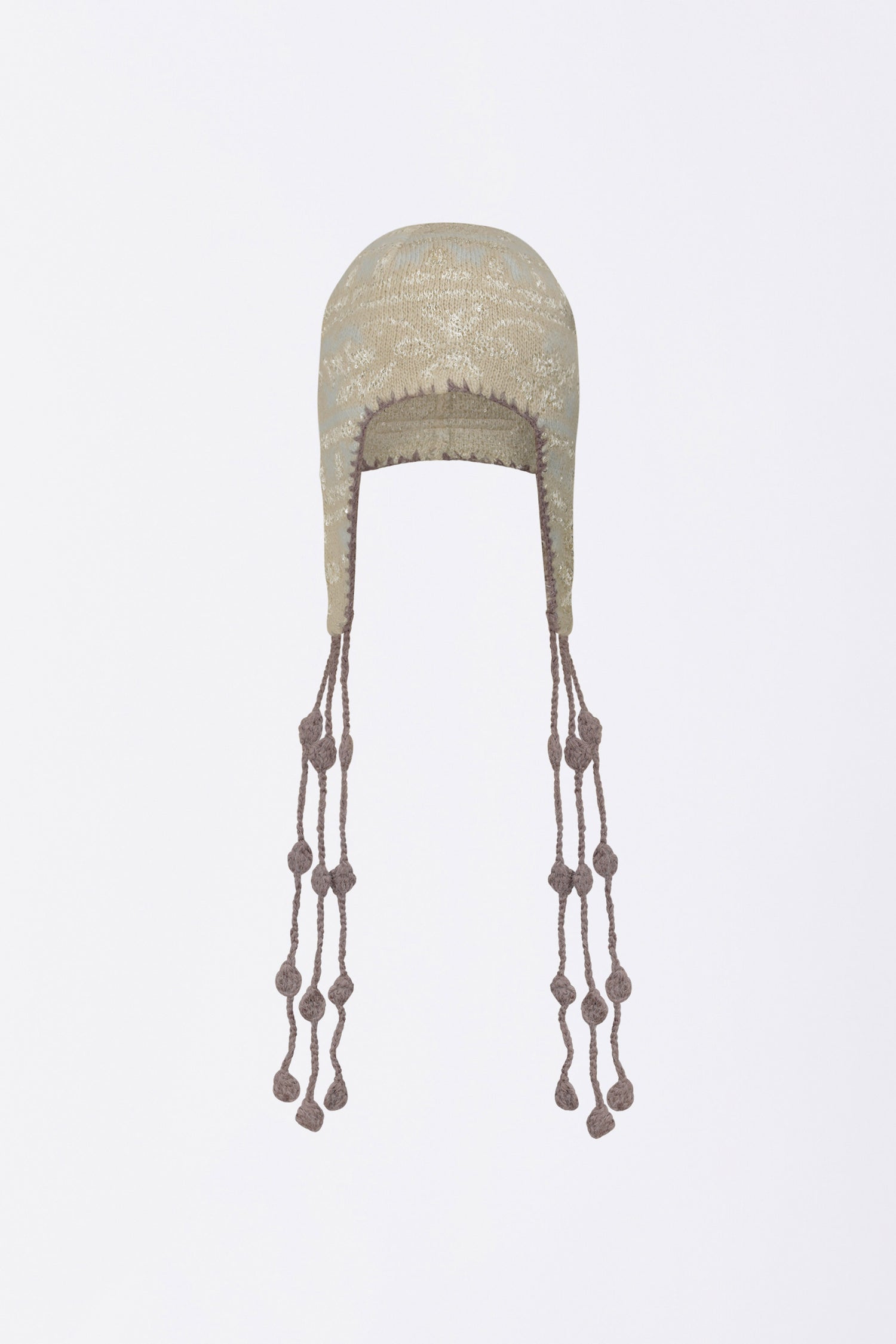 Sequin Nordic Earflap Beanie Milk Tea