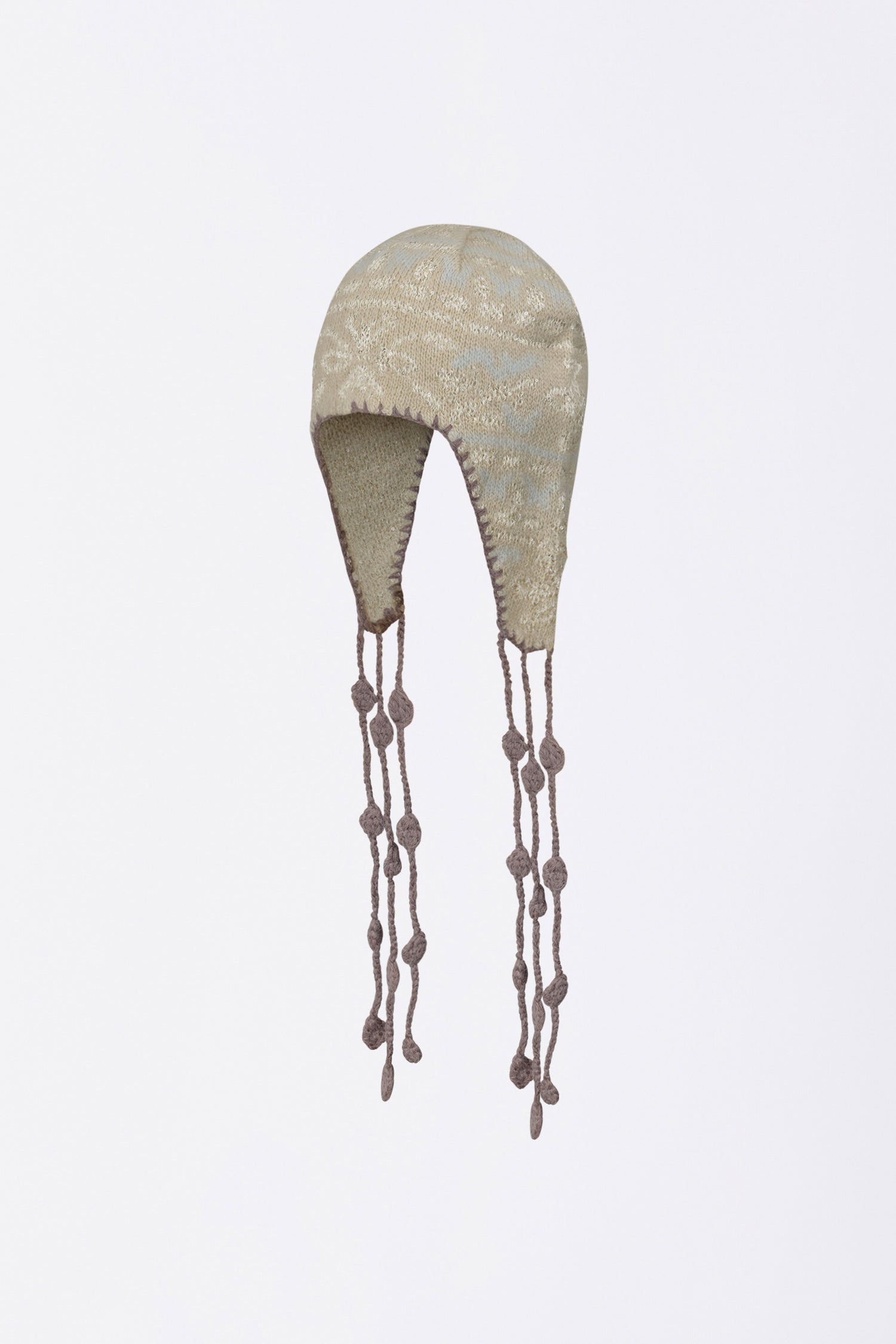 Sequin Nordic Earflap Beanie Milk Tea