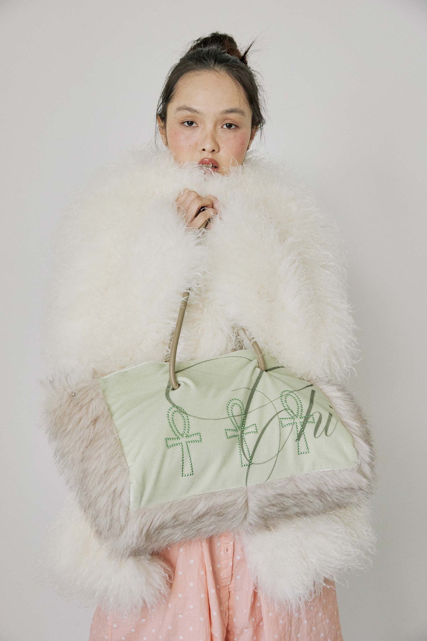 Fluffy Slouch Velvet Bag Mint