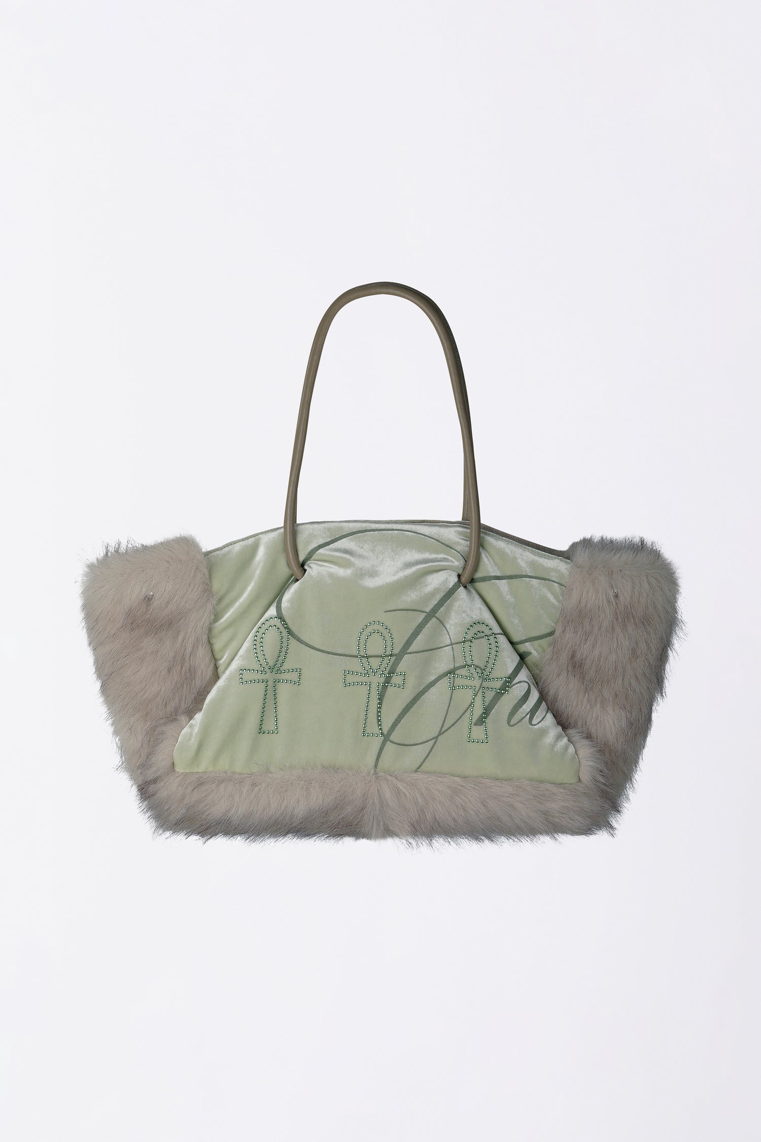 Fluffy Slouch Velvet Bag Mint