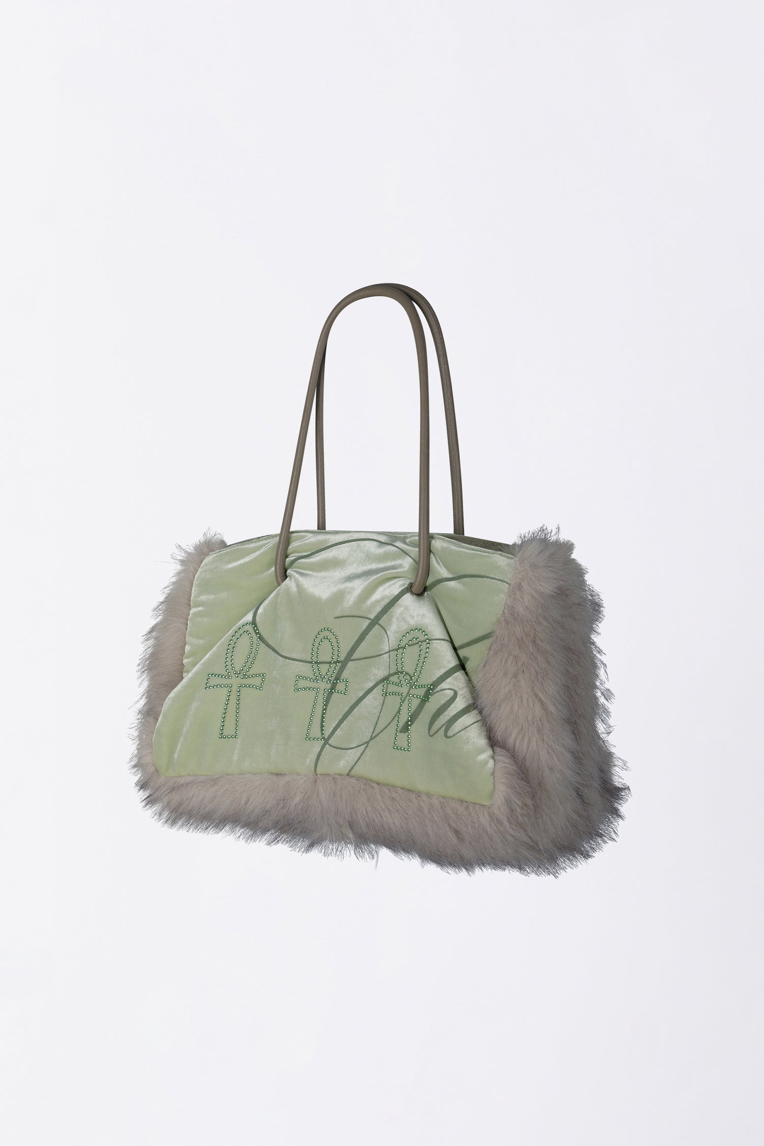 Fluffy Slouch Velvet Bag Mint