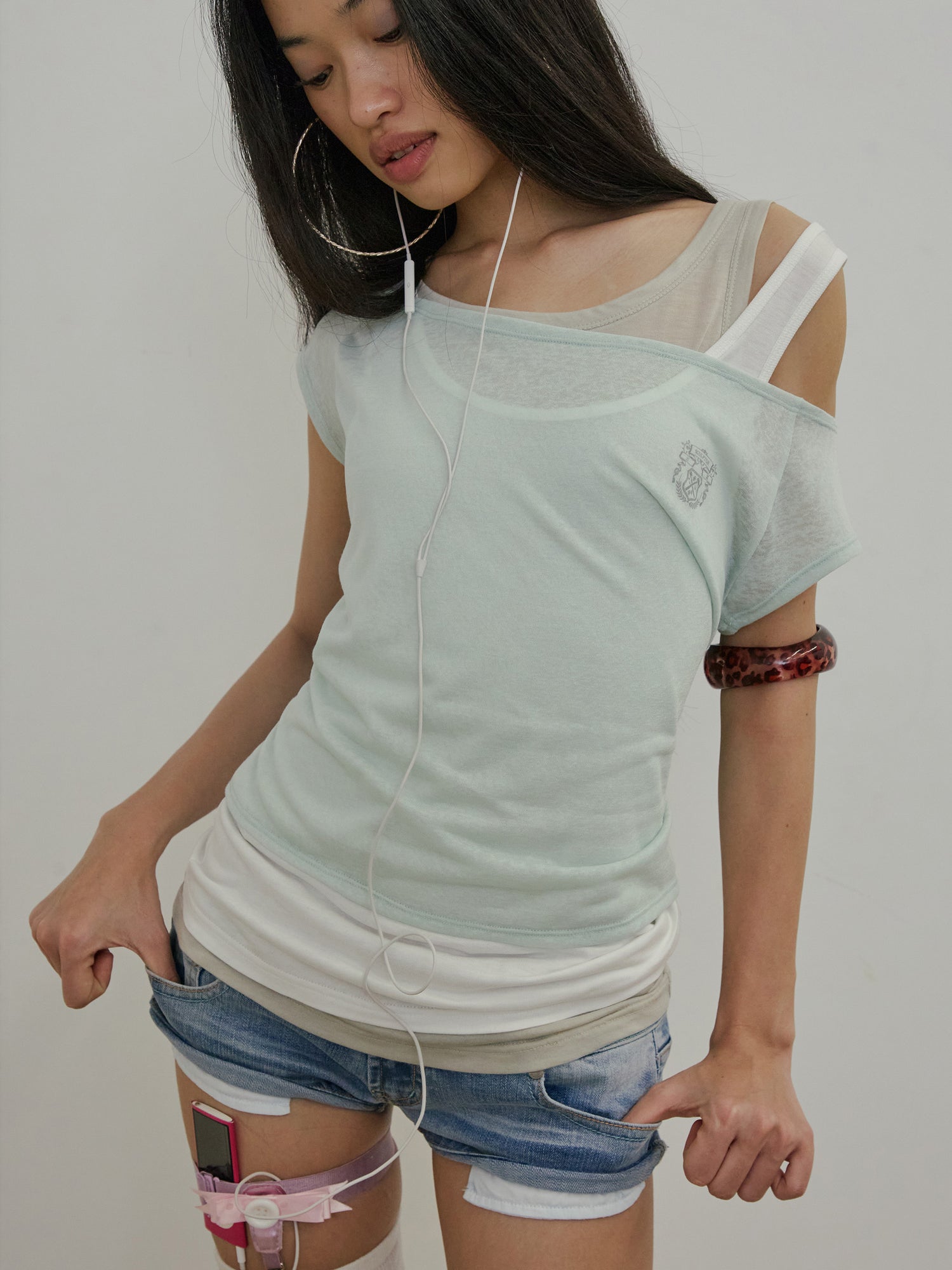 Lazy Sleeveless Layered Tee Mint