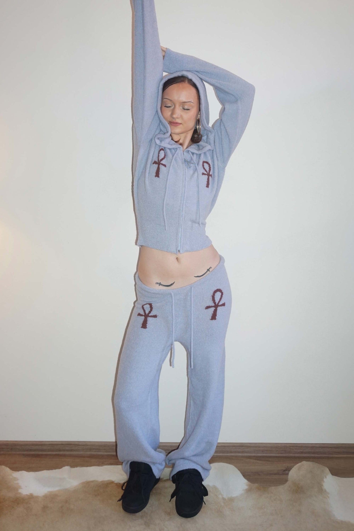 Ankh Boucle Knit Cardigan Misty Blue