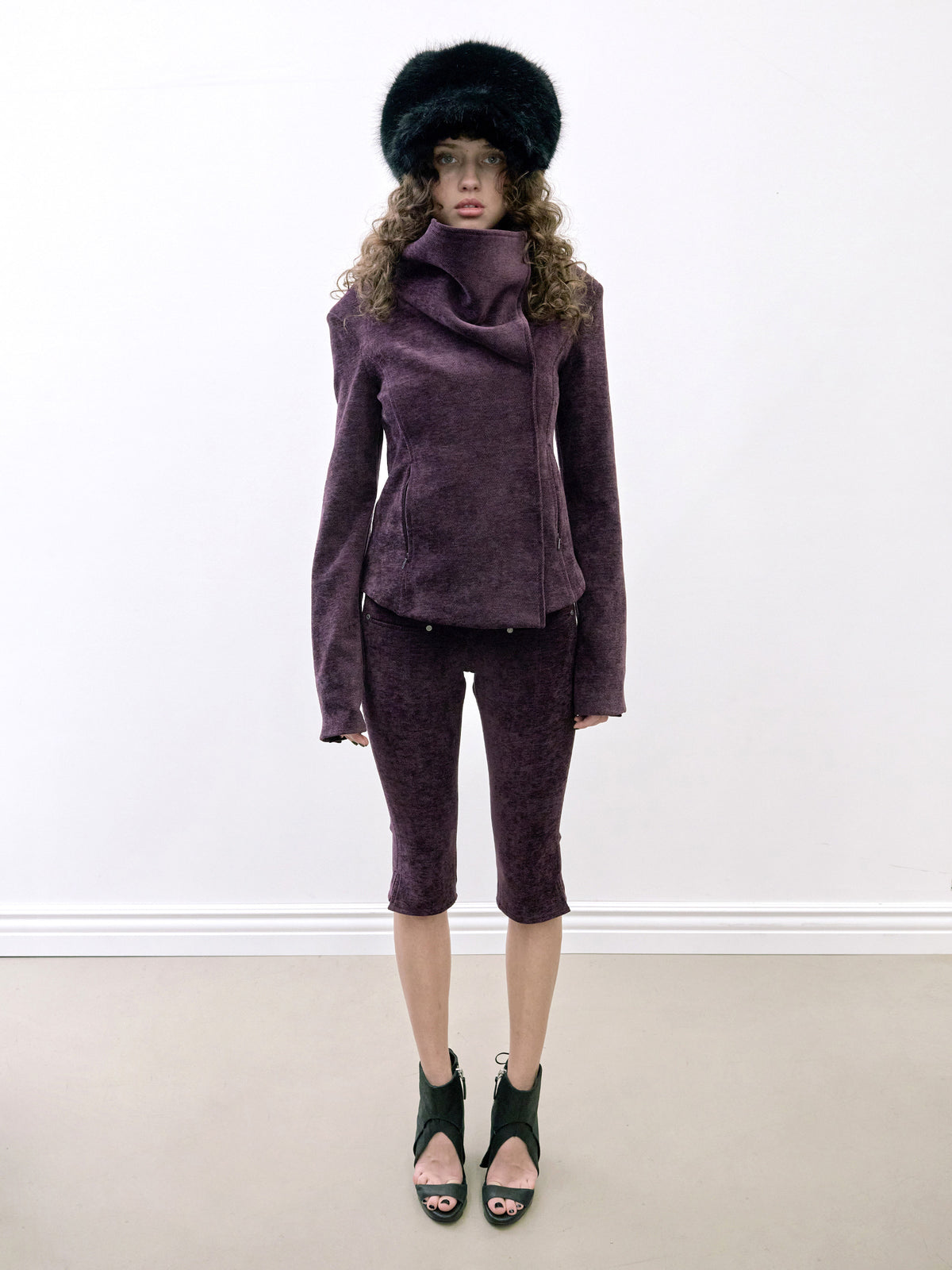 Mockneck Corduroy Jacket Deep Plum