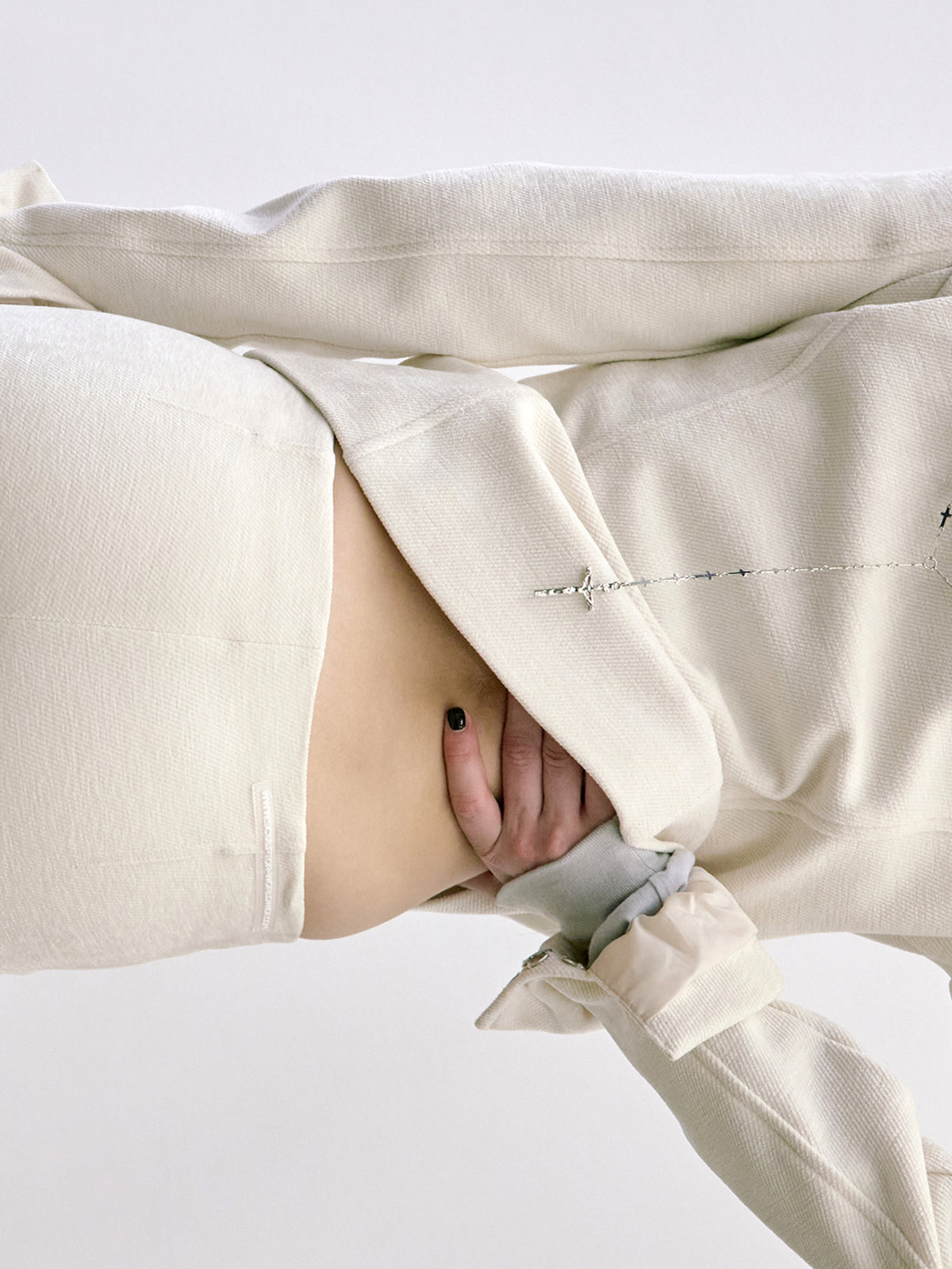 Mockneck Corduroy Jacket White