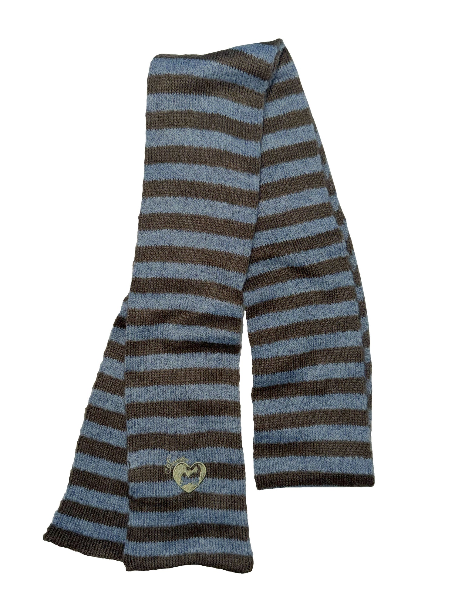 Mohair Blend Stripe Scarf Blue/Brown