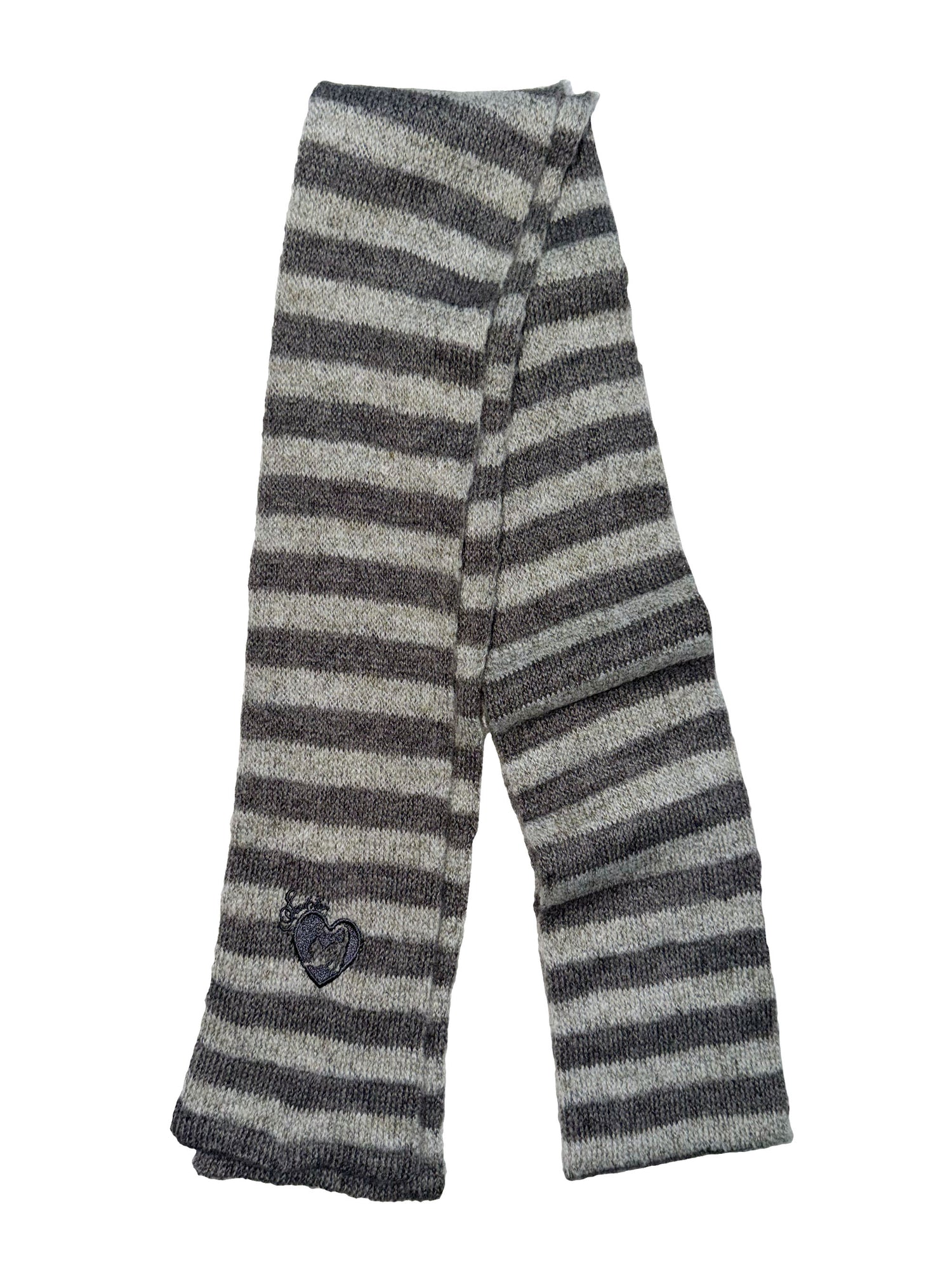 Mohair Blend Stripe Scarf Grayscale
