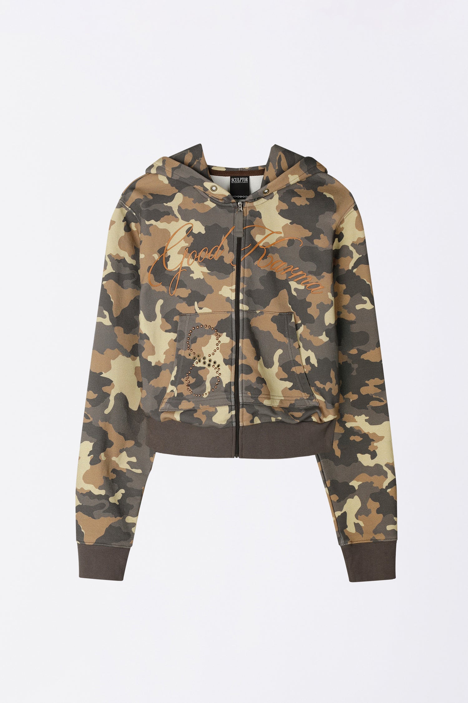 Karma Hooded Zip-Up Mustard Camo