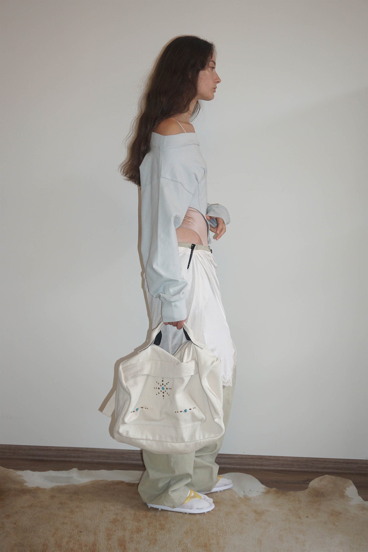 Three-Way Stud Twill Bag Natural