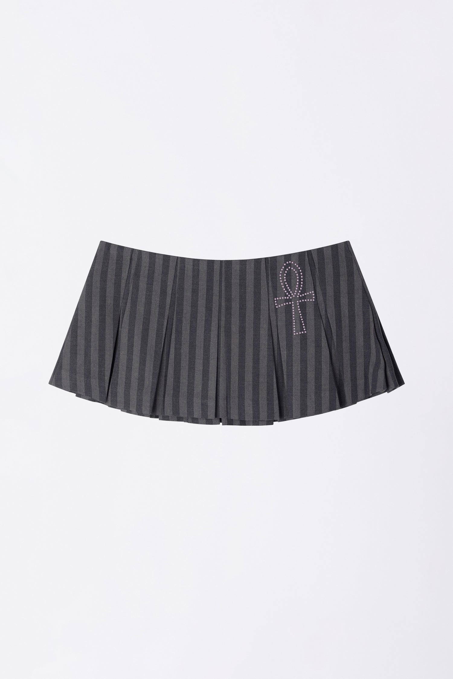 Micro Stripe Wrap Skirt Navy