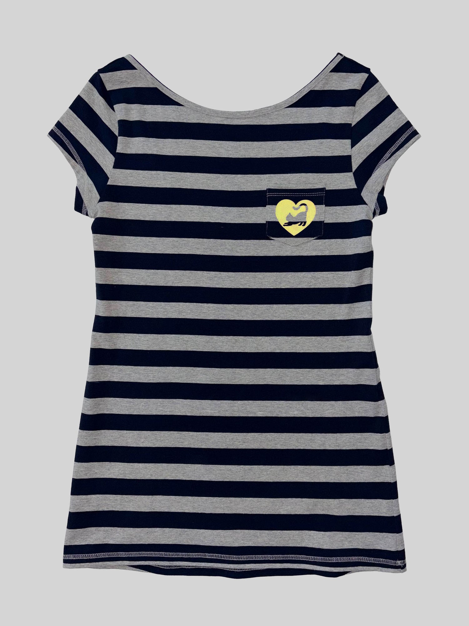 Sweet Kitty Stripe Dress Navy