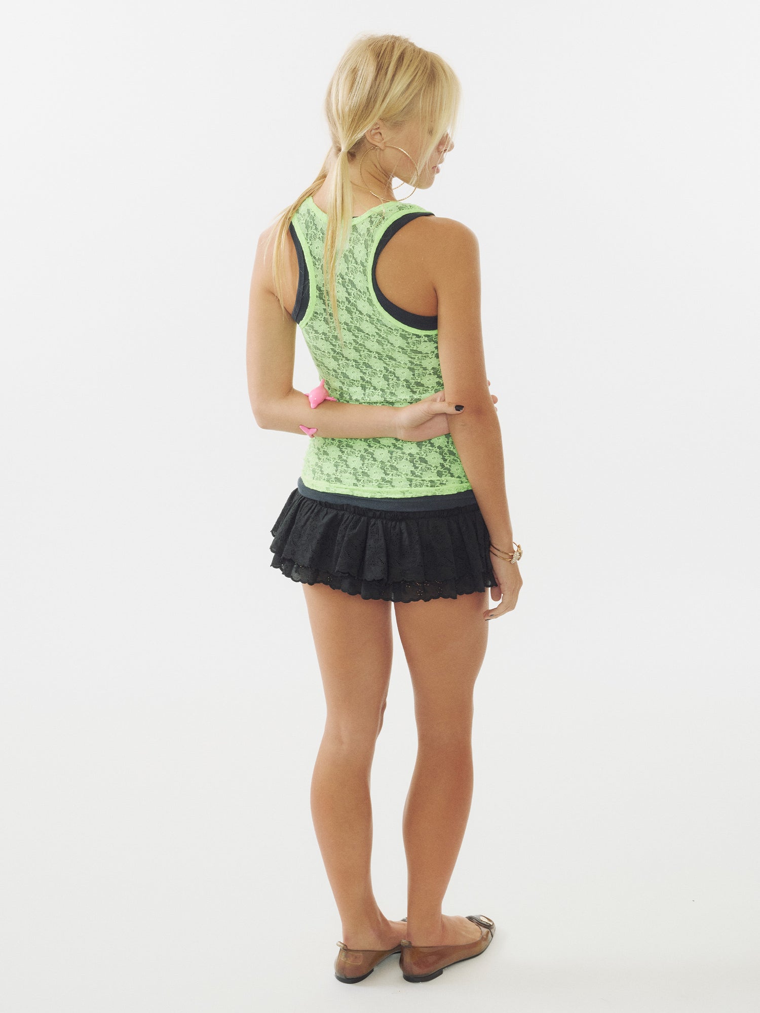 Faux Necklace Tank Top Neon Green
