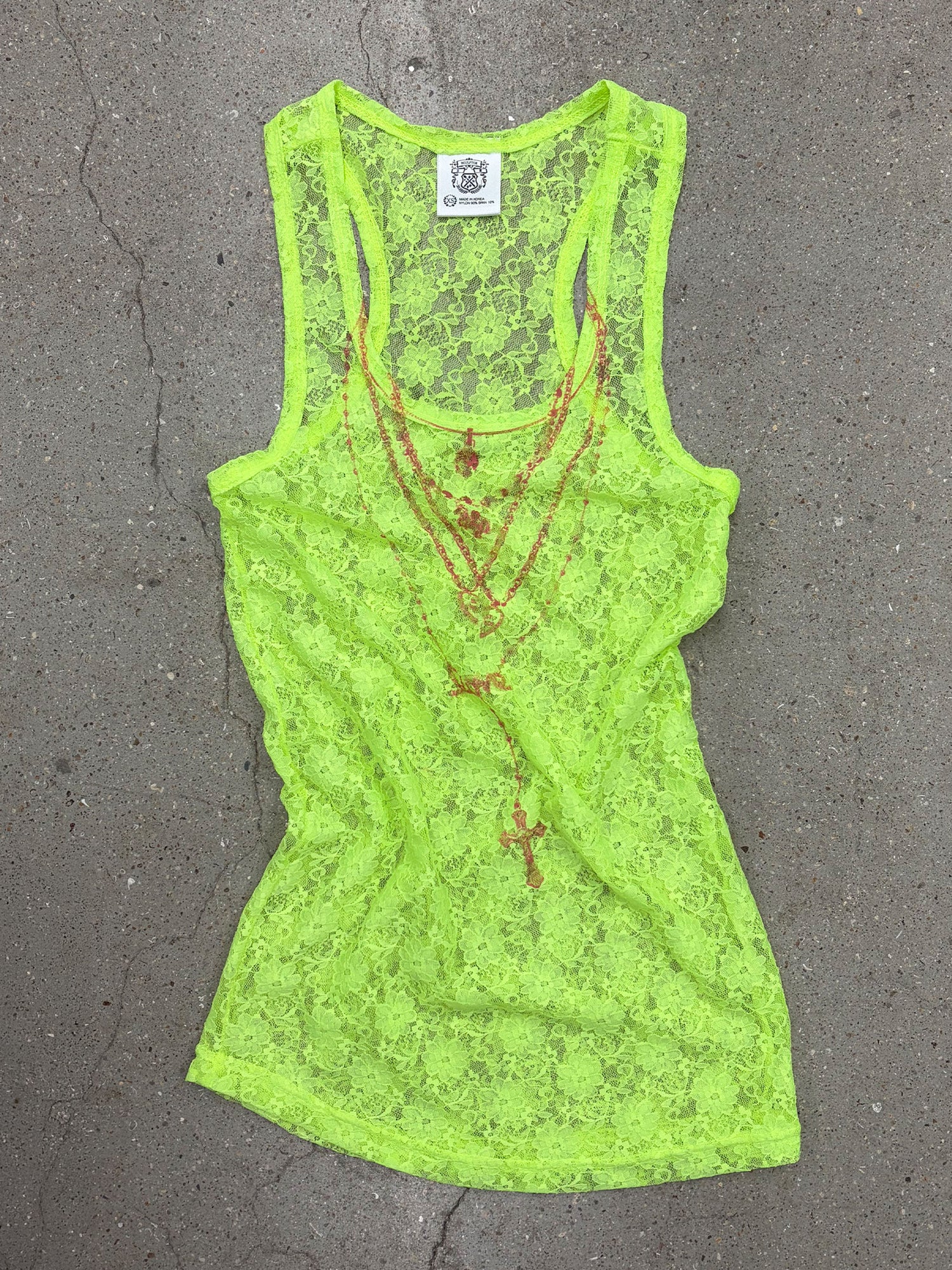 Faux Necklace Tank Top Neon Green