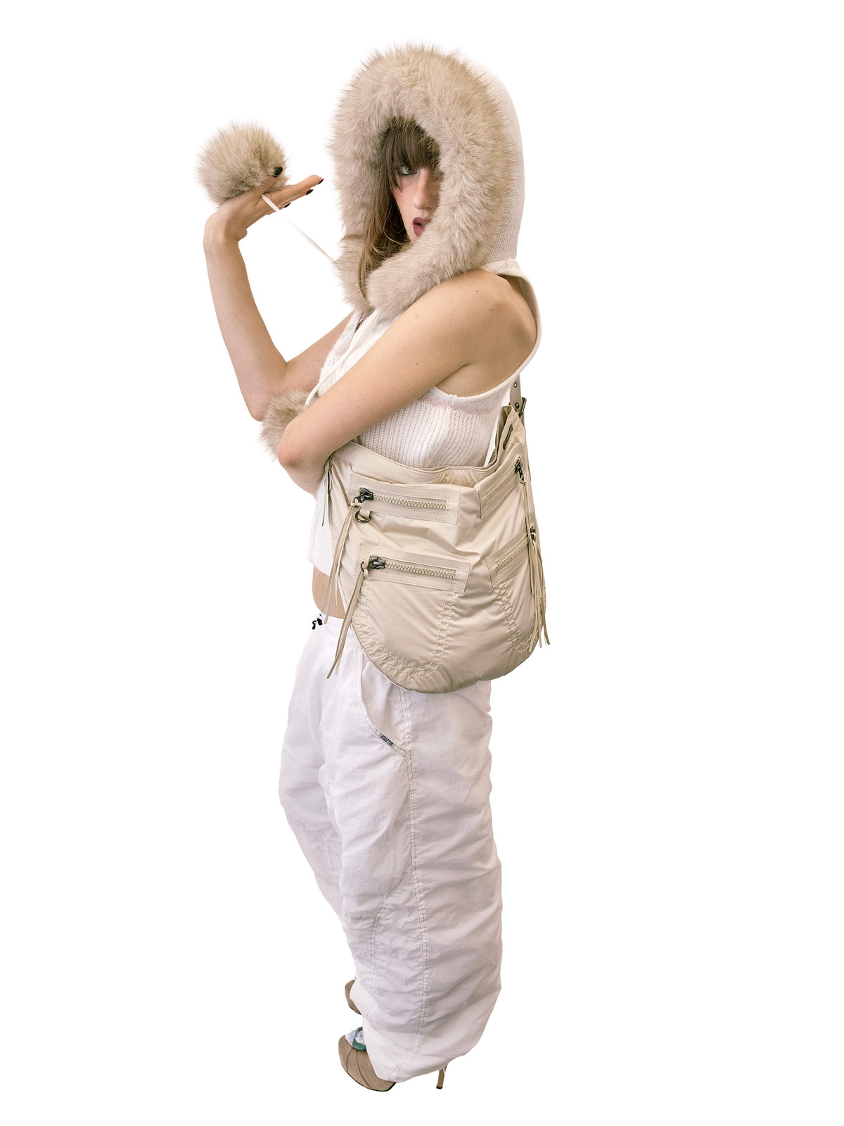 Padded Wide Pants White
