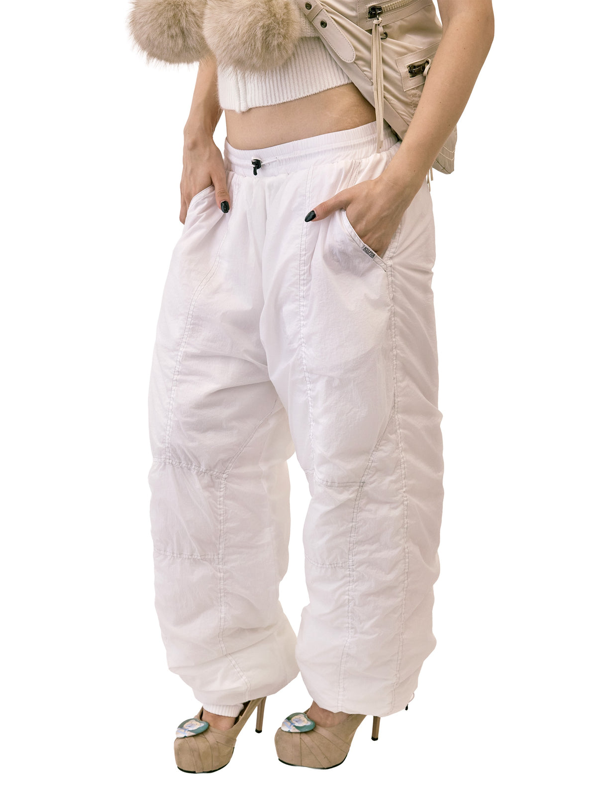 Padded Wide Pants White