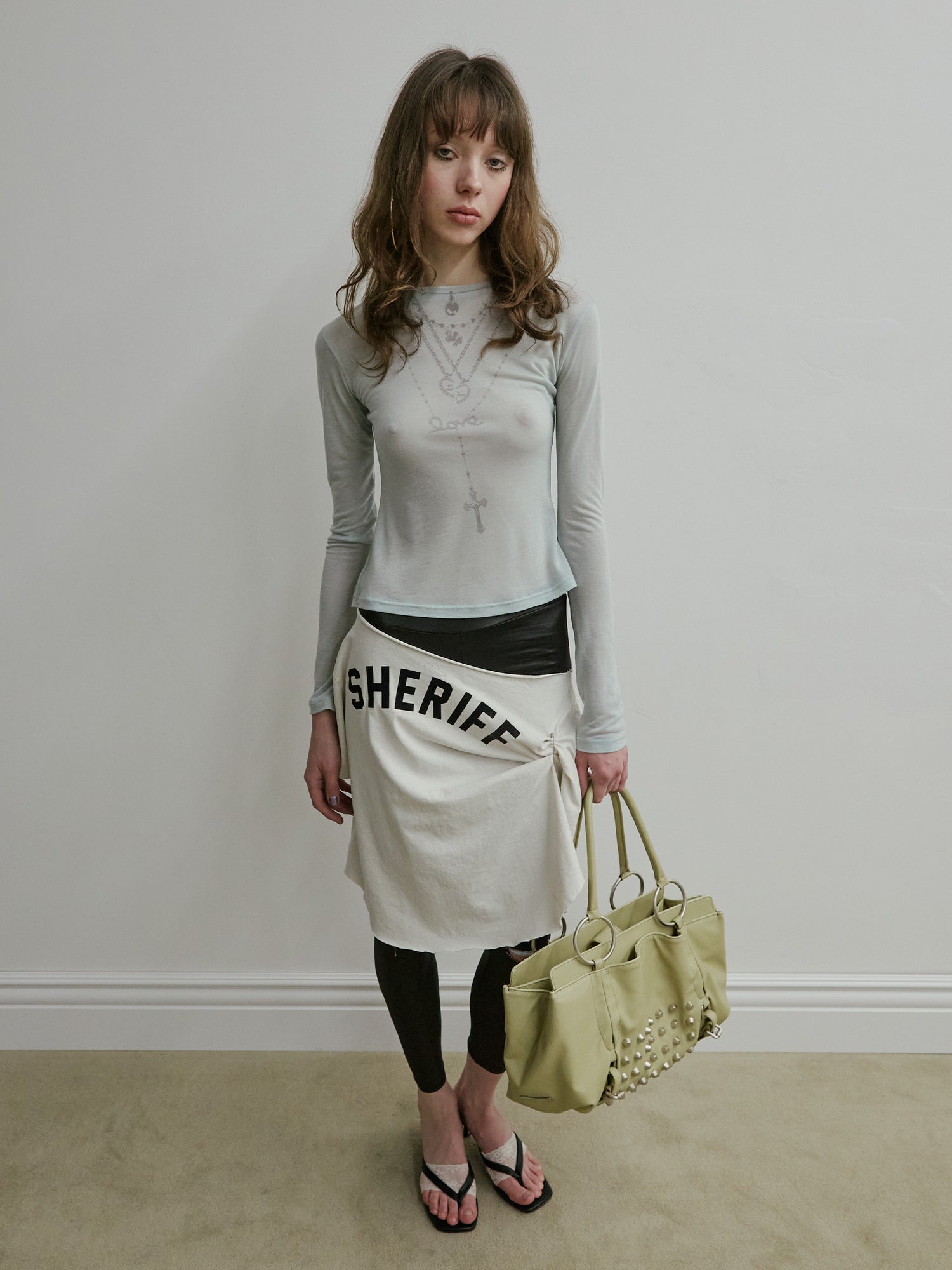 Faux Necklace Tee Pale Blue