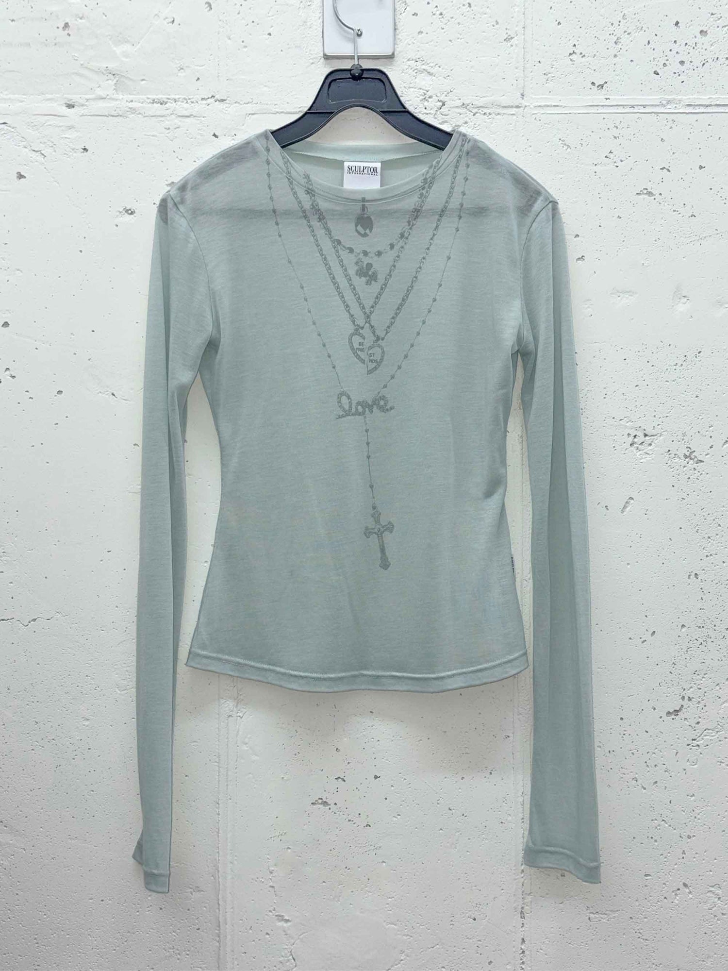Faux Necklace Tee Pale Blue