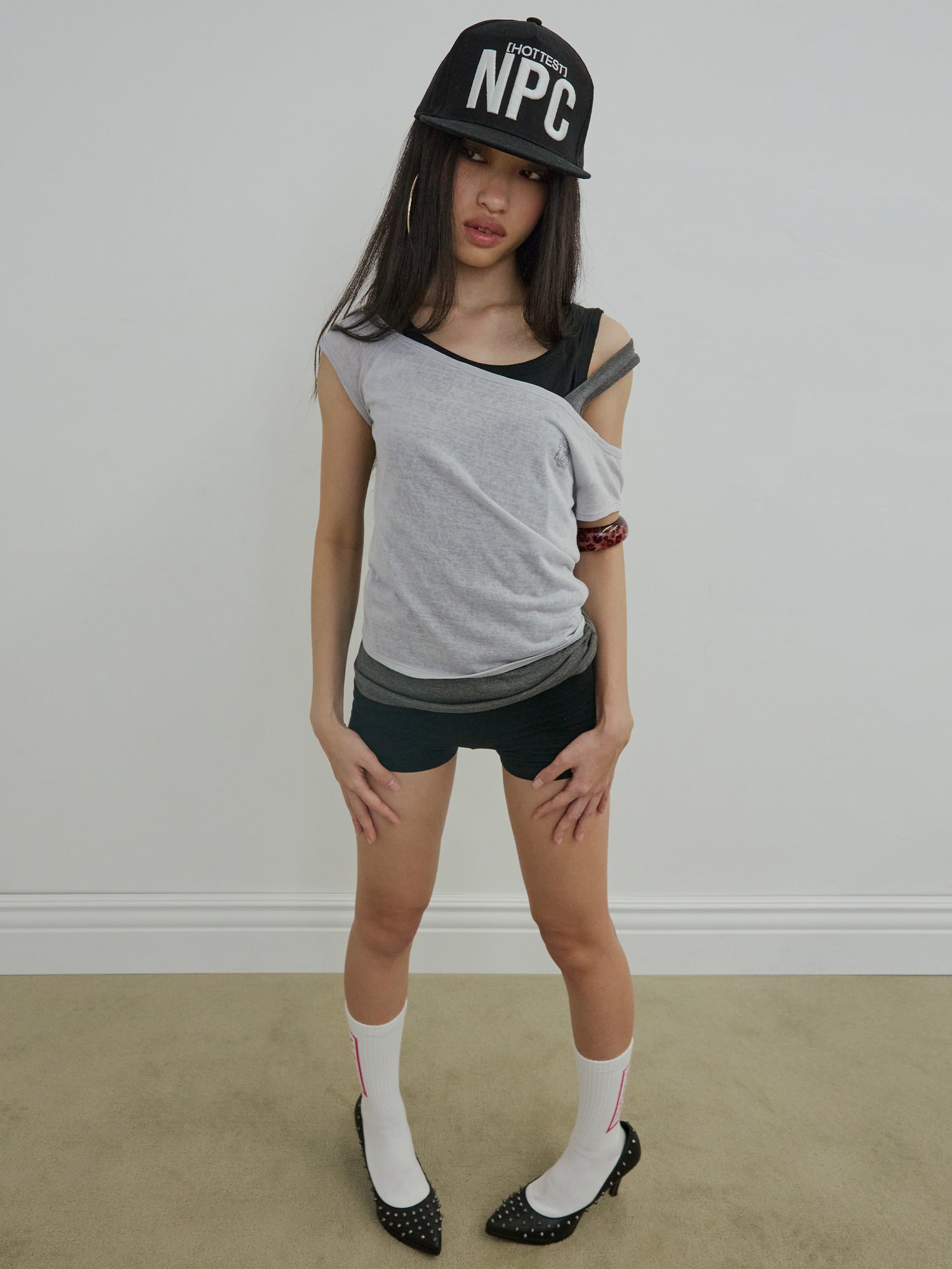 Lazy Sleeveless Layered Tee Pale Gray