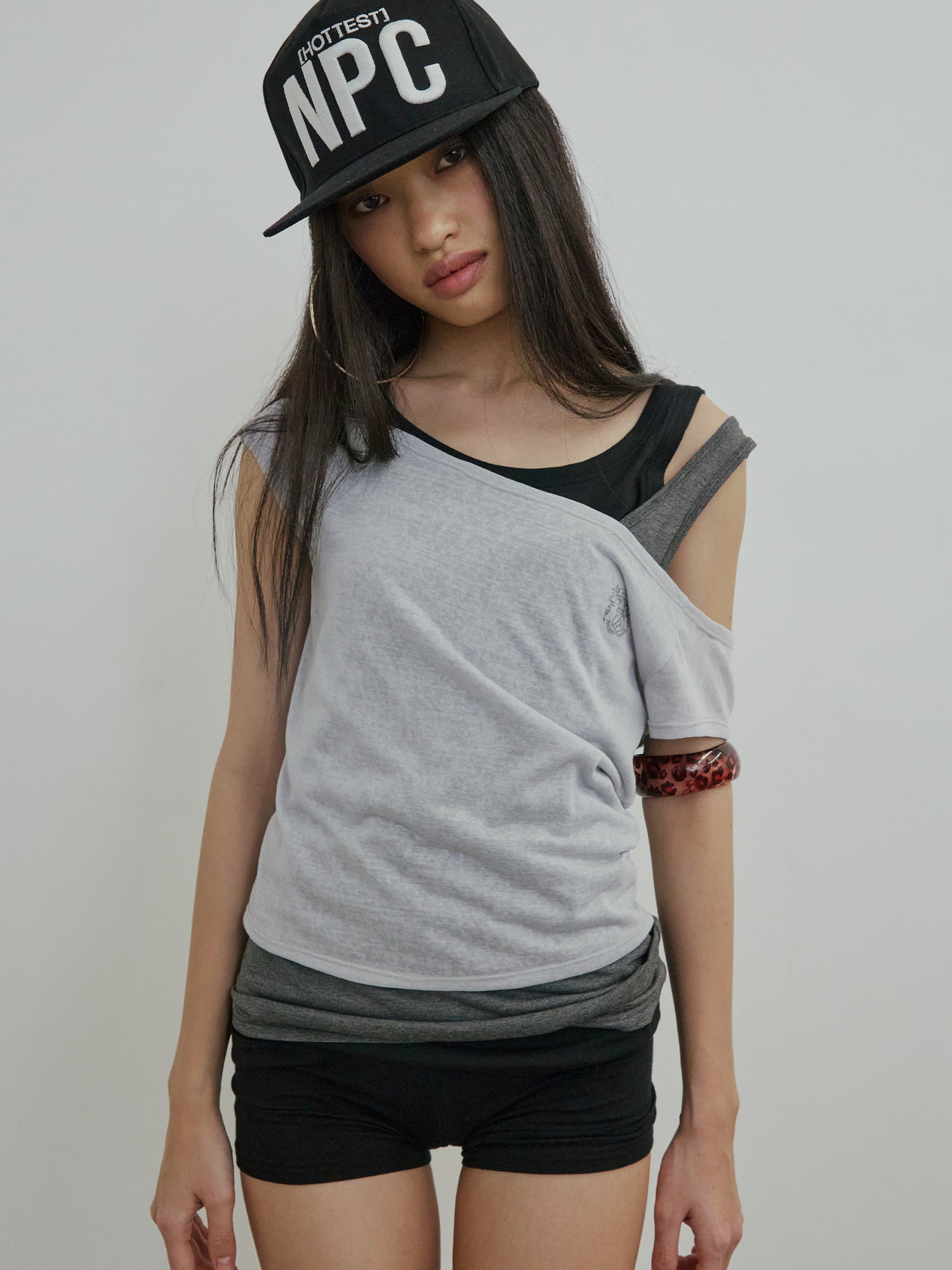 Lazy Sleeveless Layered Tee Pale Gray