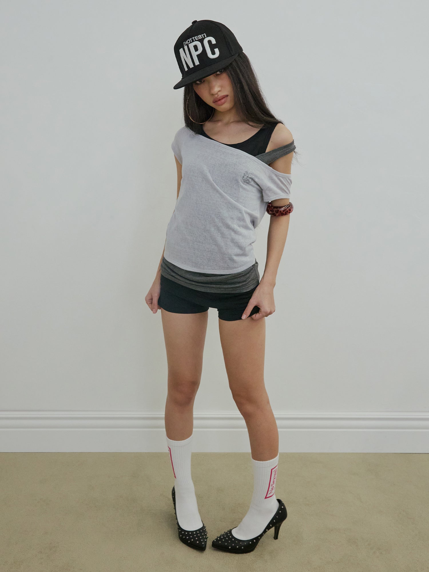 Lazy Sleeveless Layered Tee Pale Gray