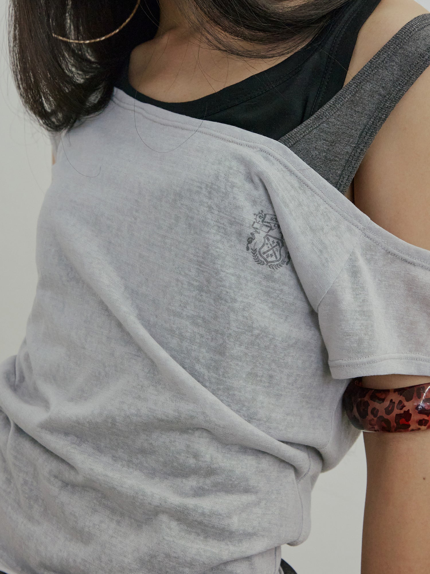 Lazy Sleeveless Layered Tee Pale Gray