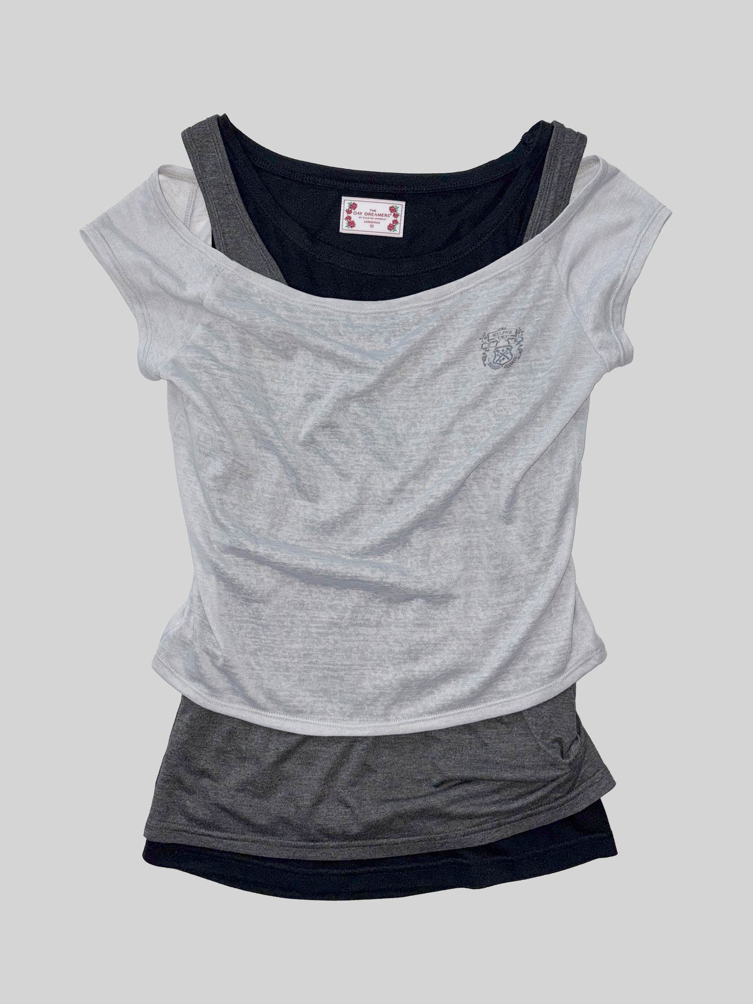 Lazy Sleeveless Layered Tee Pale Gray