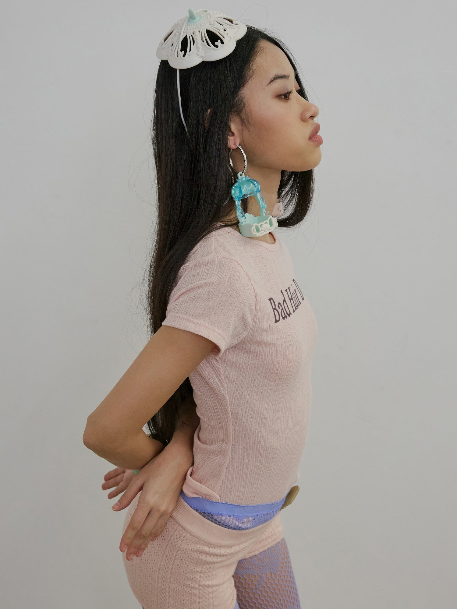 Bad Hair Day Baby Tee Peach