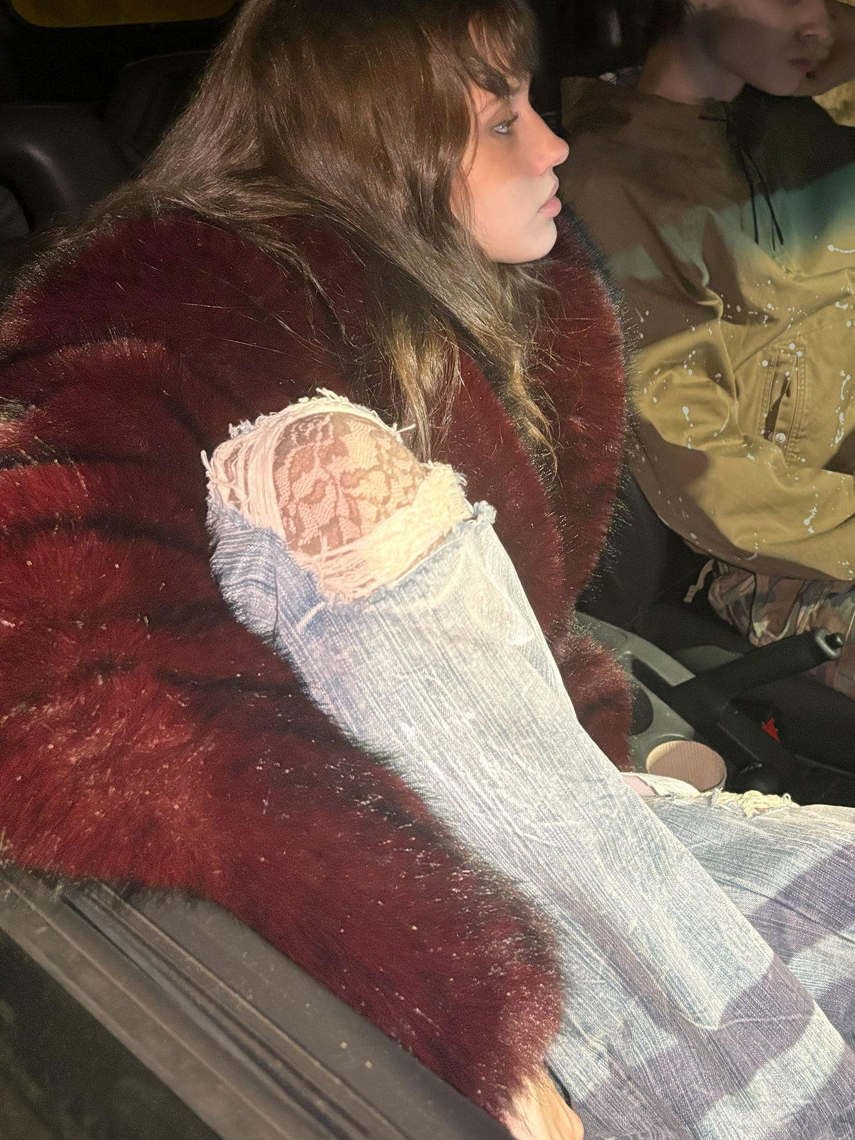 Phantom Faux Fur Coat Red
