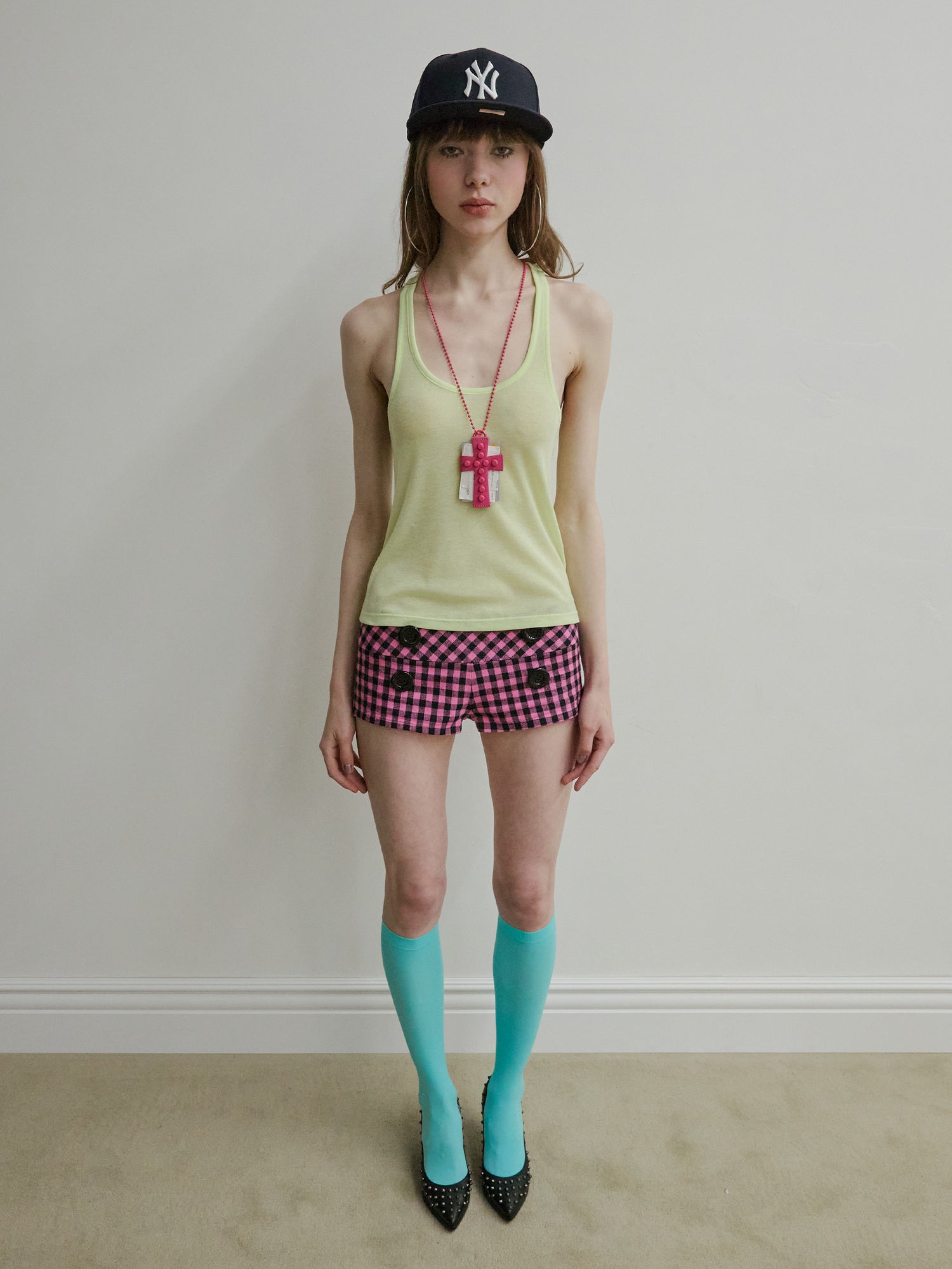 Cross Stud Strap Wallet Pink