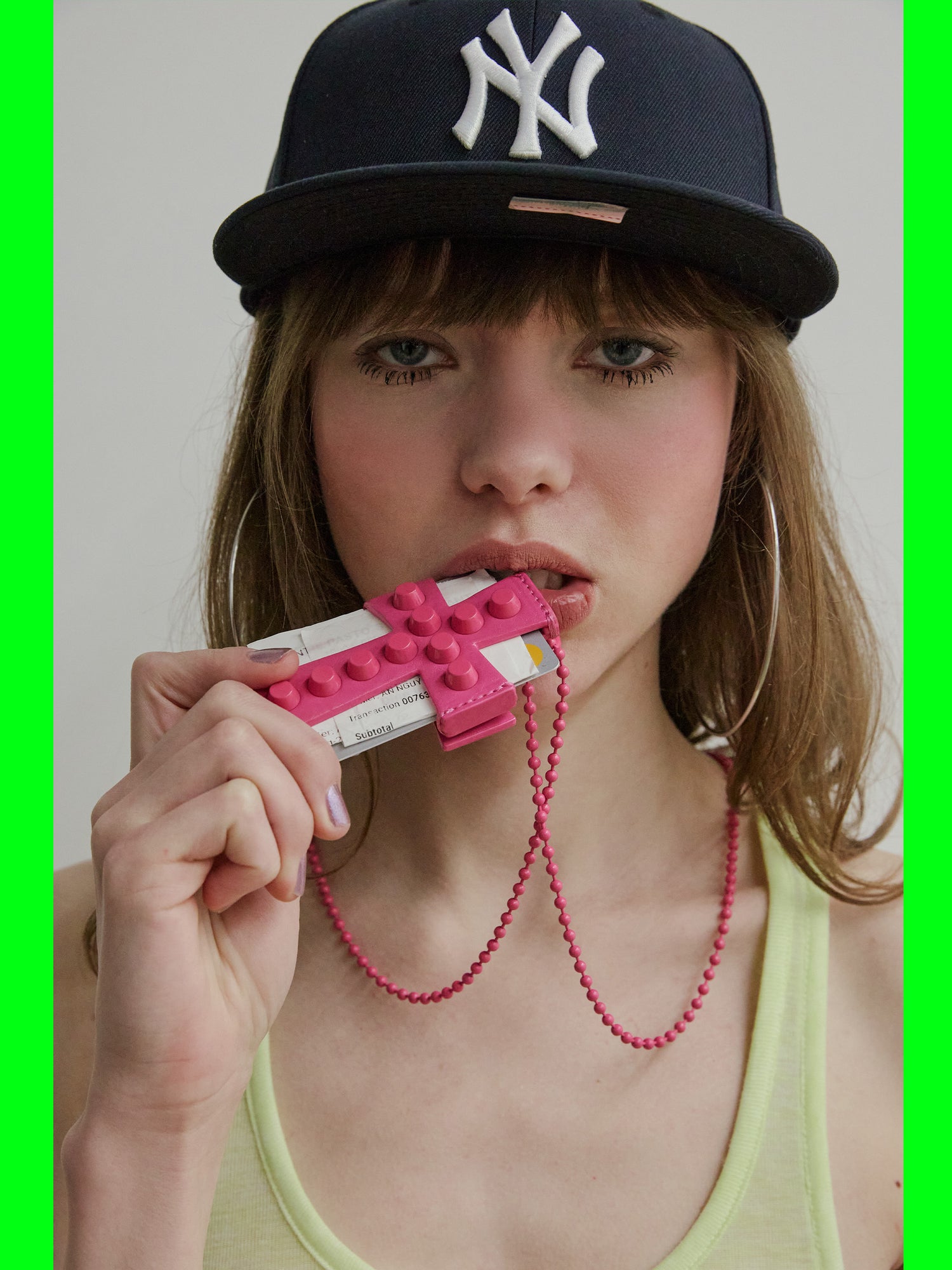 Cross Stud Strap Wallet Pink