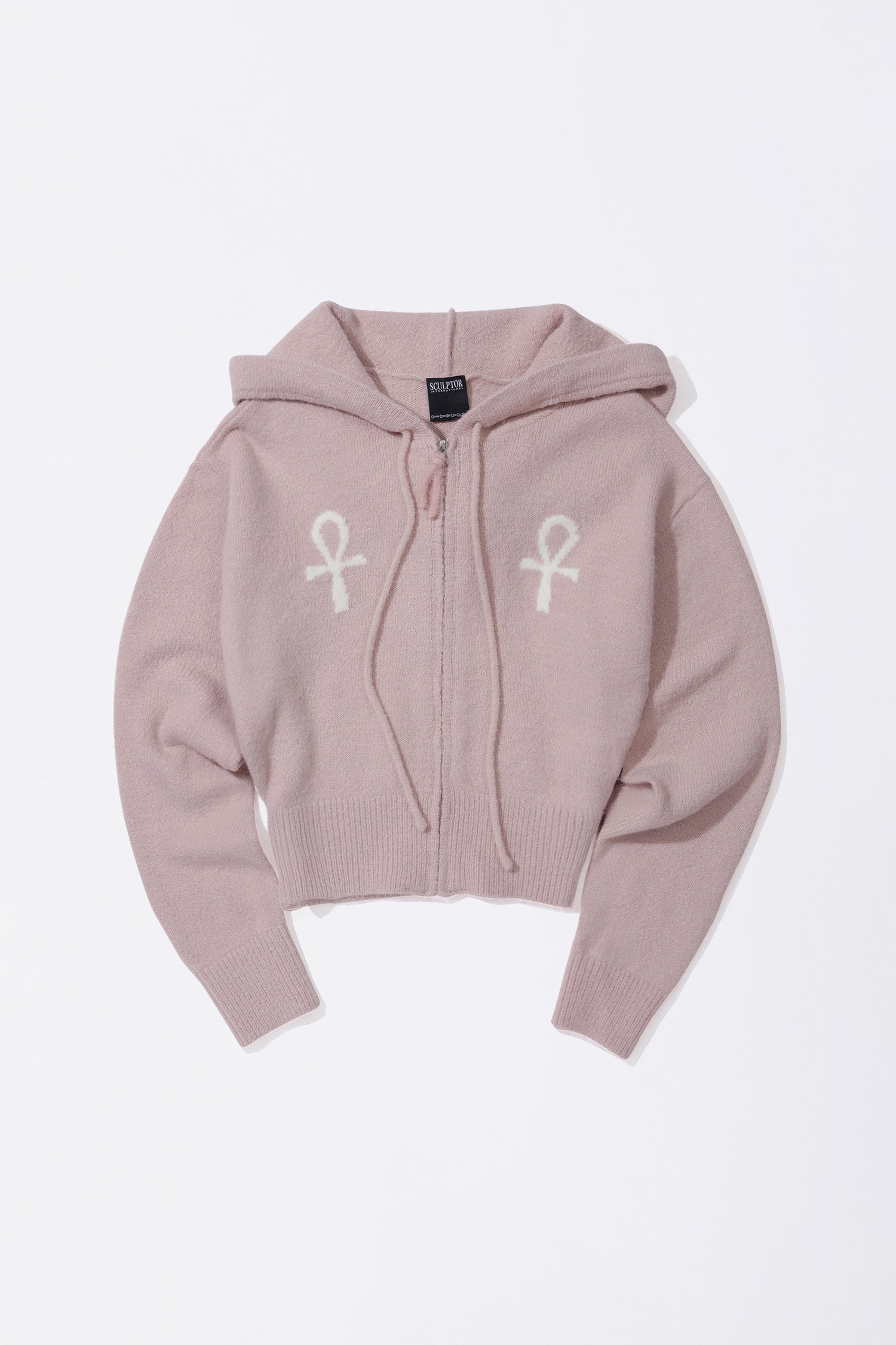 Ankh Boucle Knit Cardigan Pink