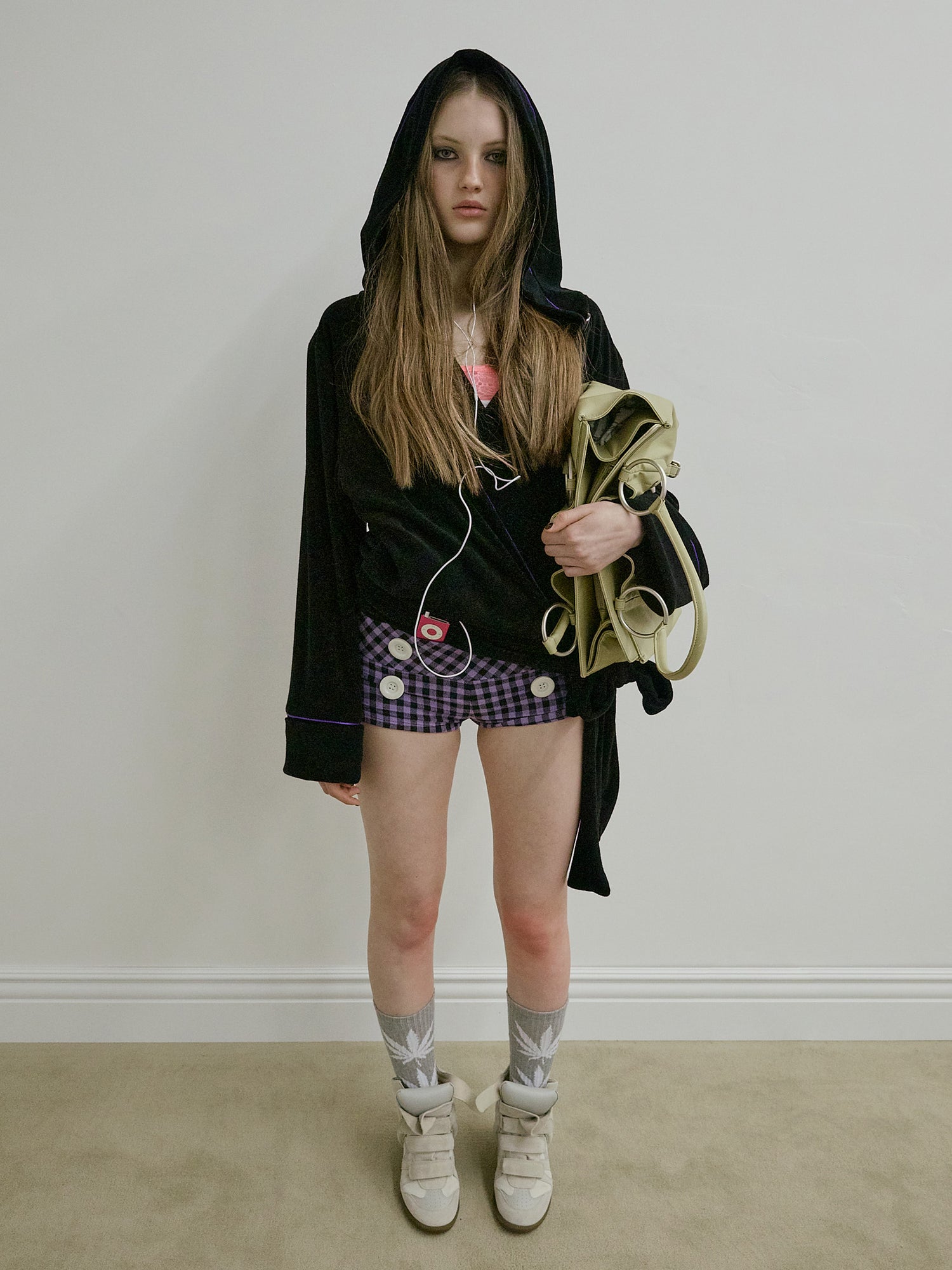 New Emo Gingham Micro Shorts Purple