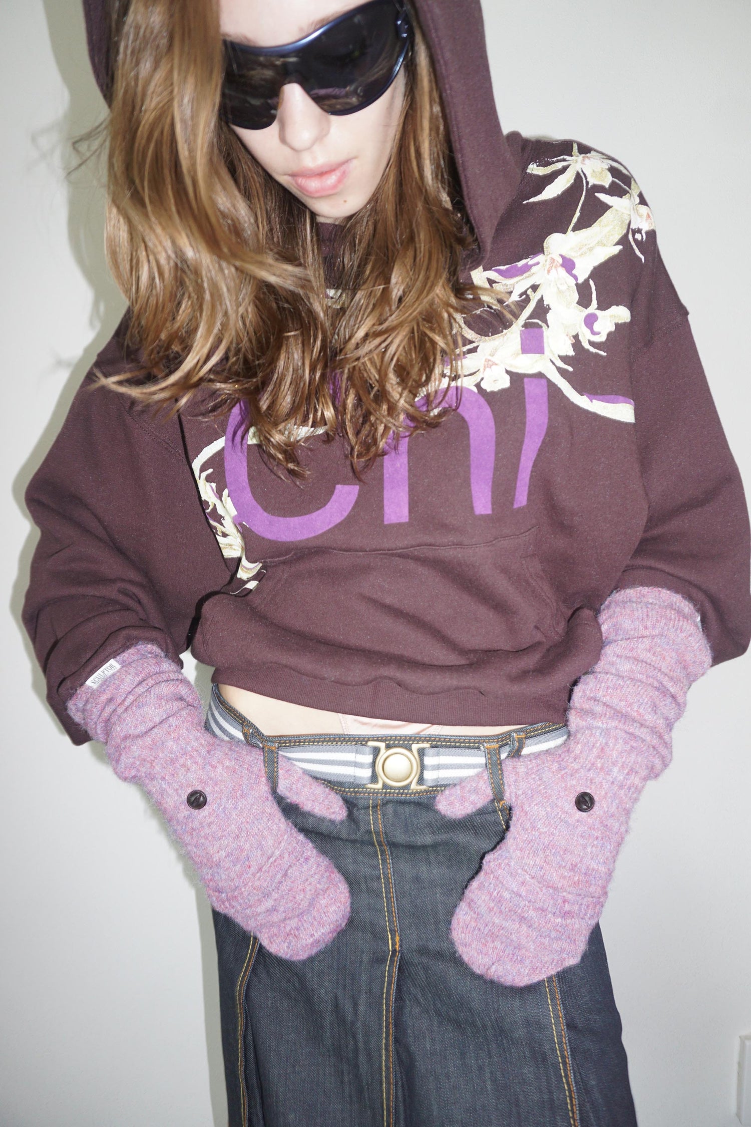 Wool Flap Gloves Purple
