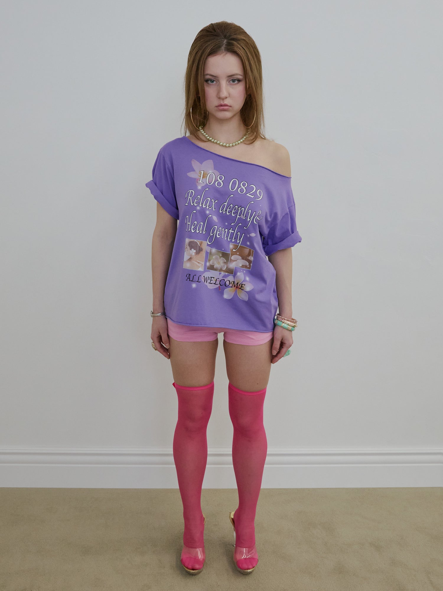 Healing Off-Shoulder Tee Purple