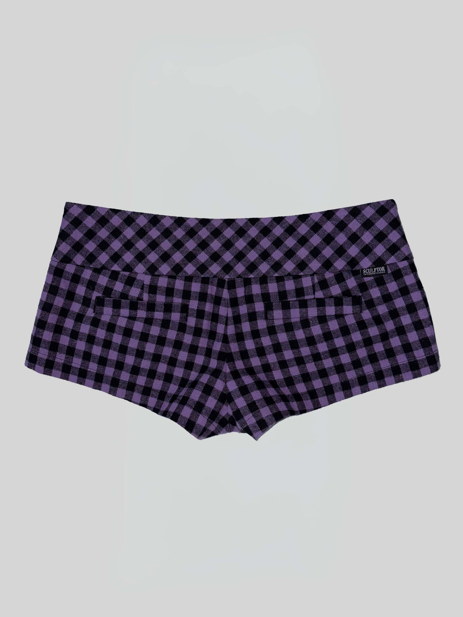 New Emo Gingham Micro Shorts Purple