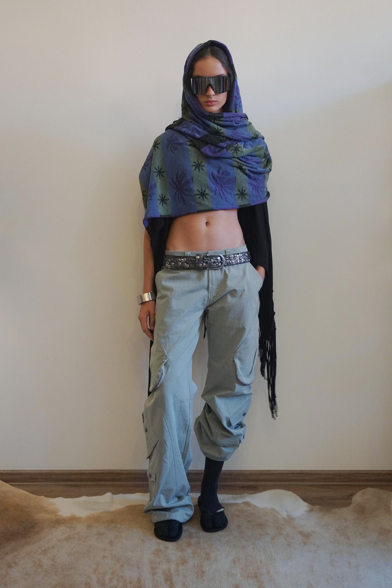 Striped Jacquard Scarf Purple/Black