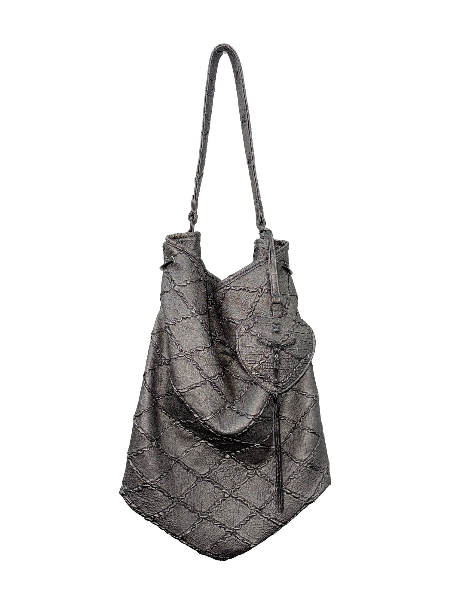 Quilted Slouch Bag Gun Metal