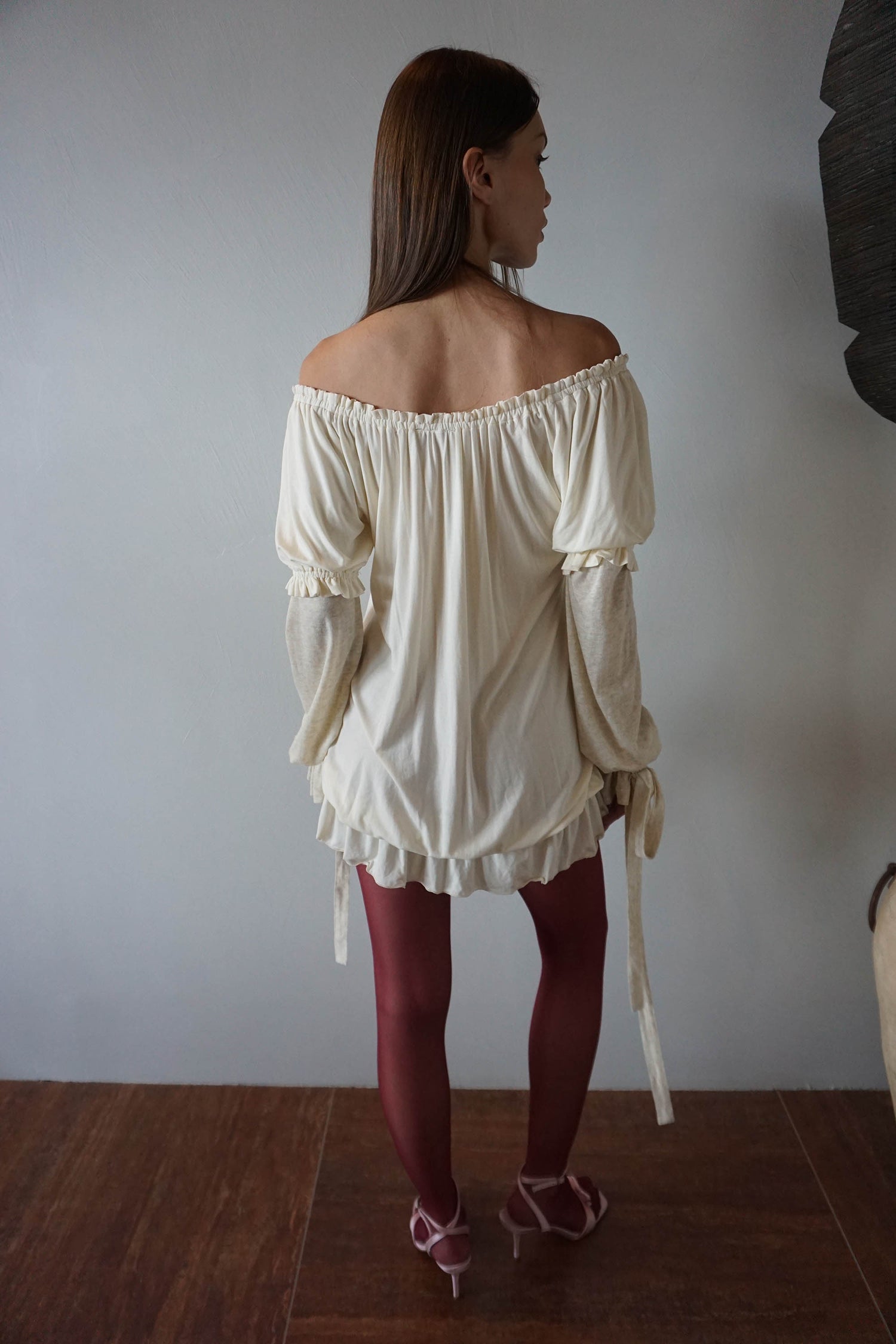 Soft Shirring Layered Tee Raw