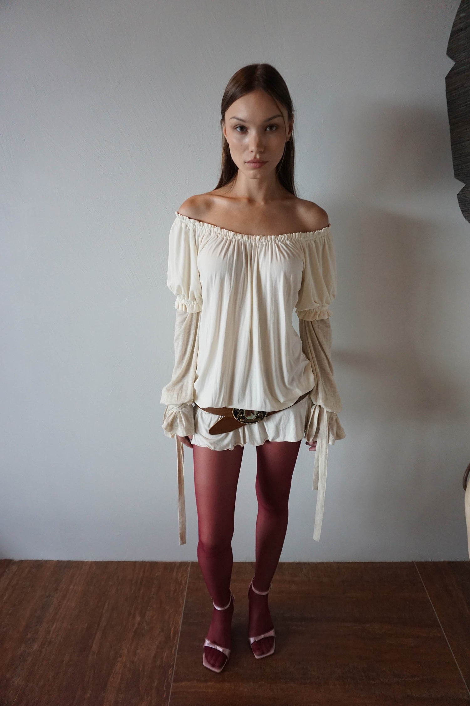 Soft Shirring Layered Tee Raw
