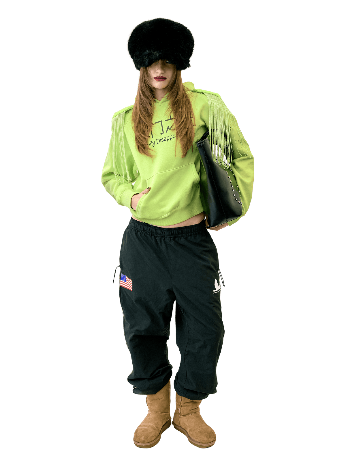 Reflective Piping Nylon Pants Black