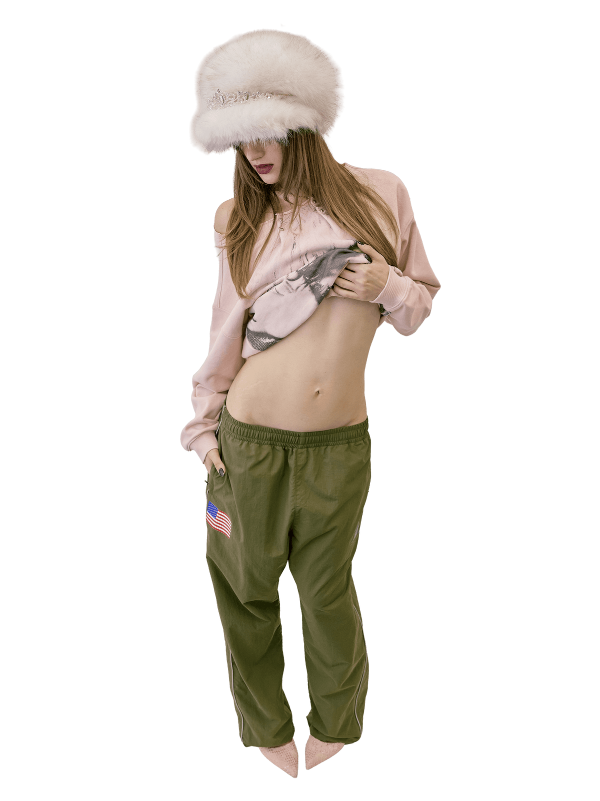 Reflective Piping Nylon Pants Khaki