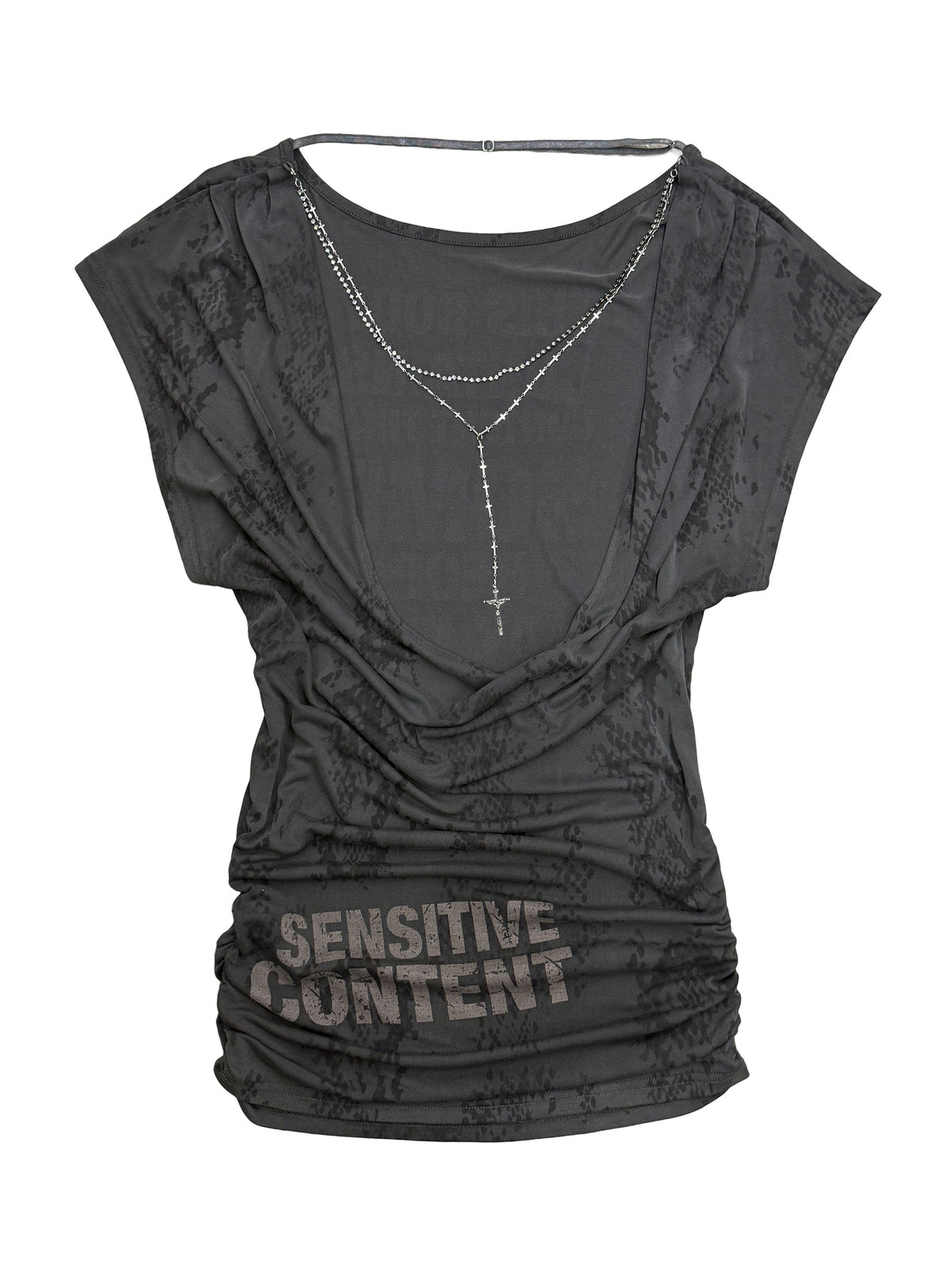 Rosary Backless Dress Charcoal