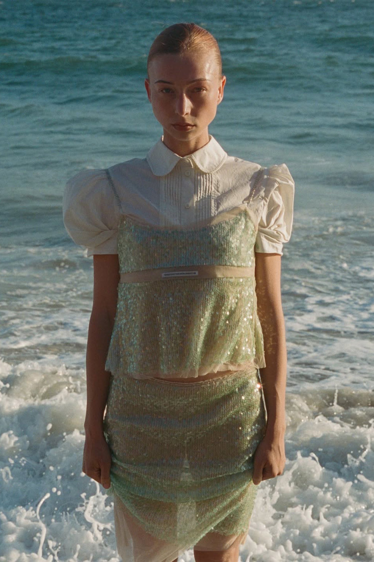 Sequin Layered Camisole Green