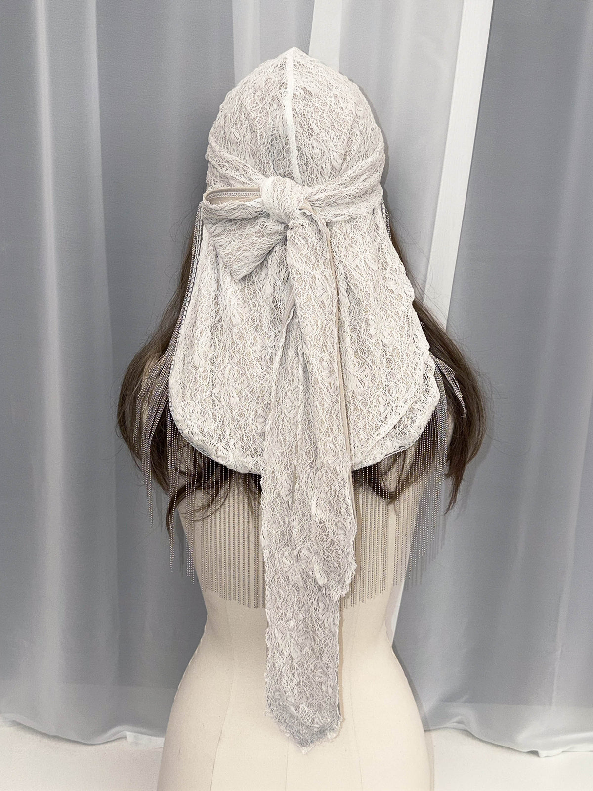 Shaggy Fringe Turban White