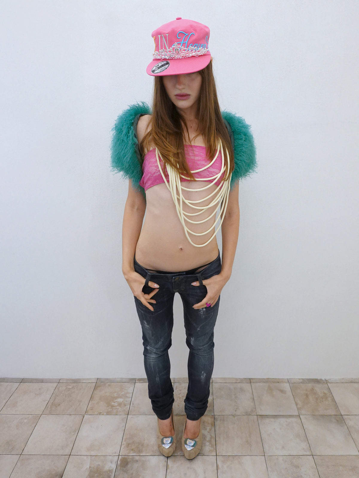 Shaggy Faux Fur Bolero Teal