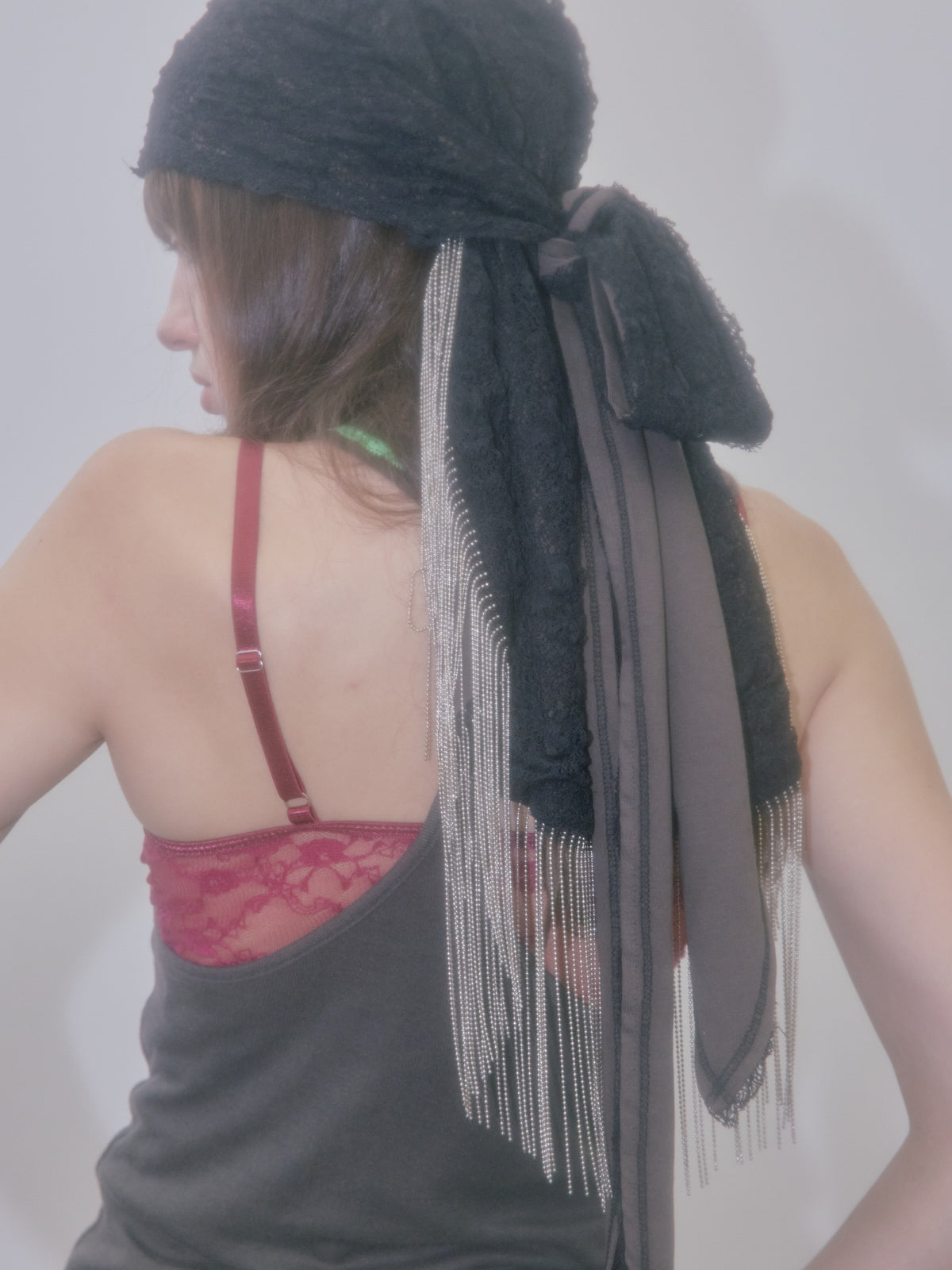 Shaggy Fringe Turban Black