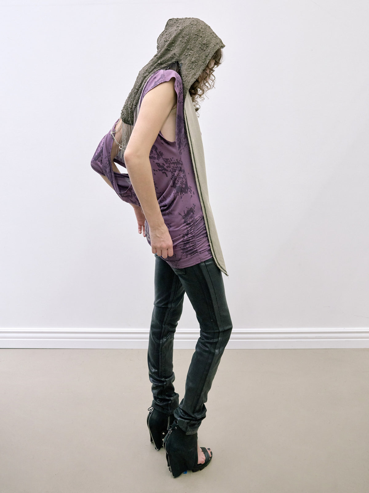 Shaggy Fringe Turban Dark Brown