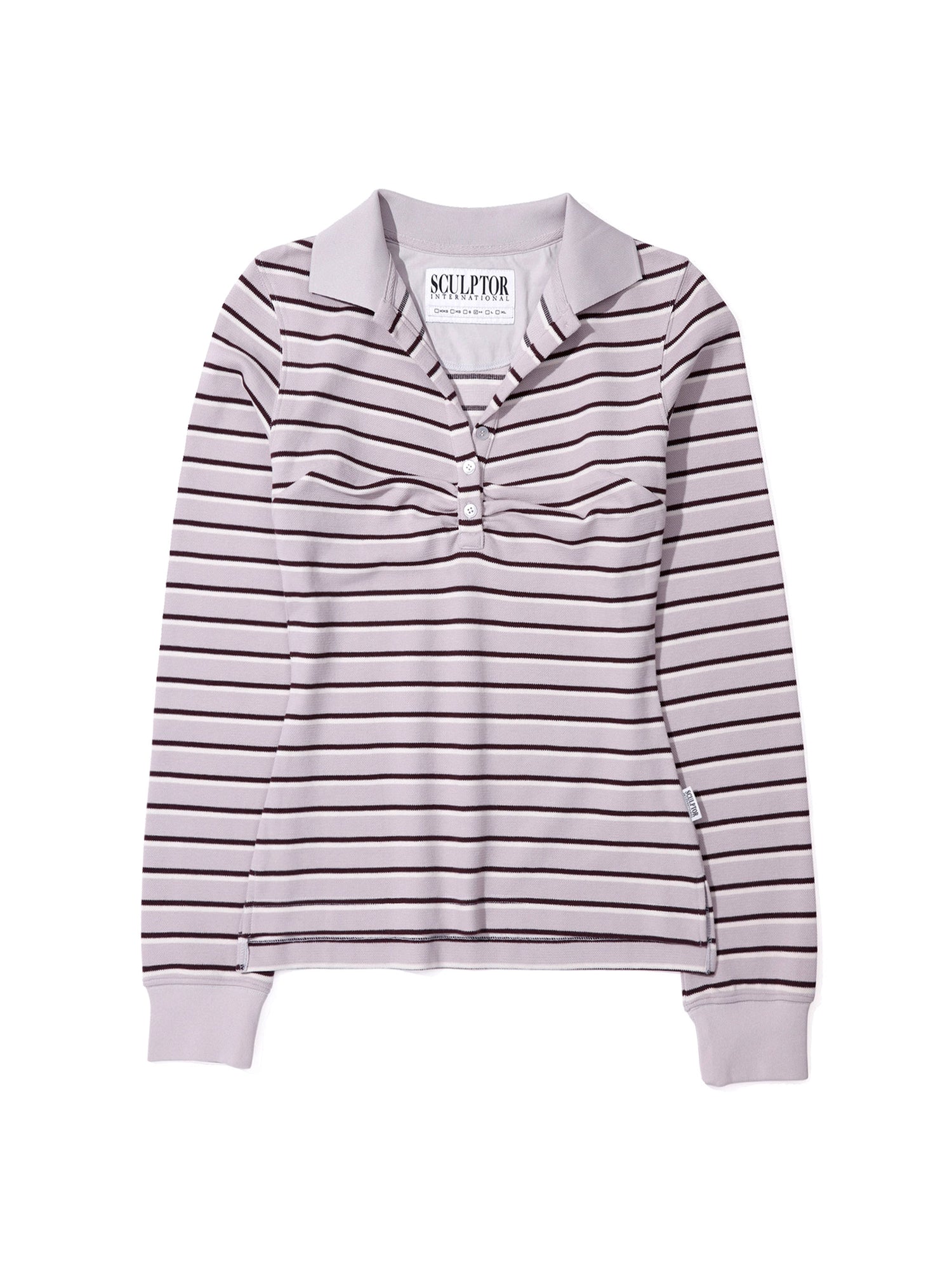 Shirring Tennis Shirt Lavender Stripe